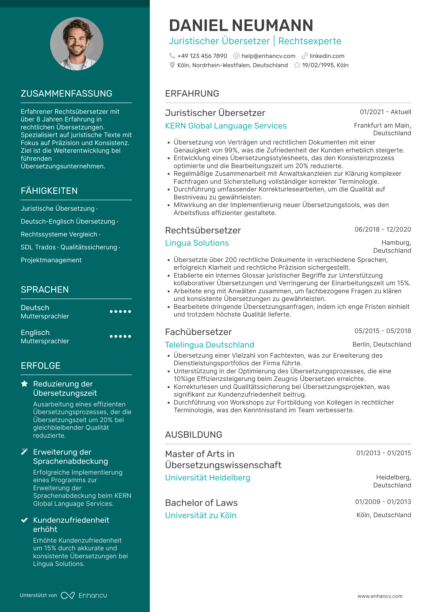 Lebenslauf als Juristischer Übersetzer