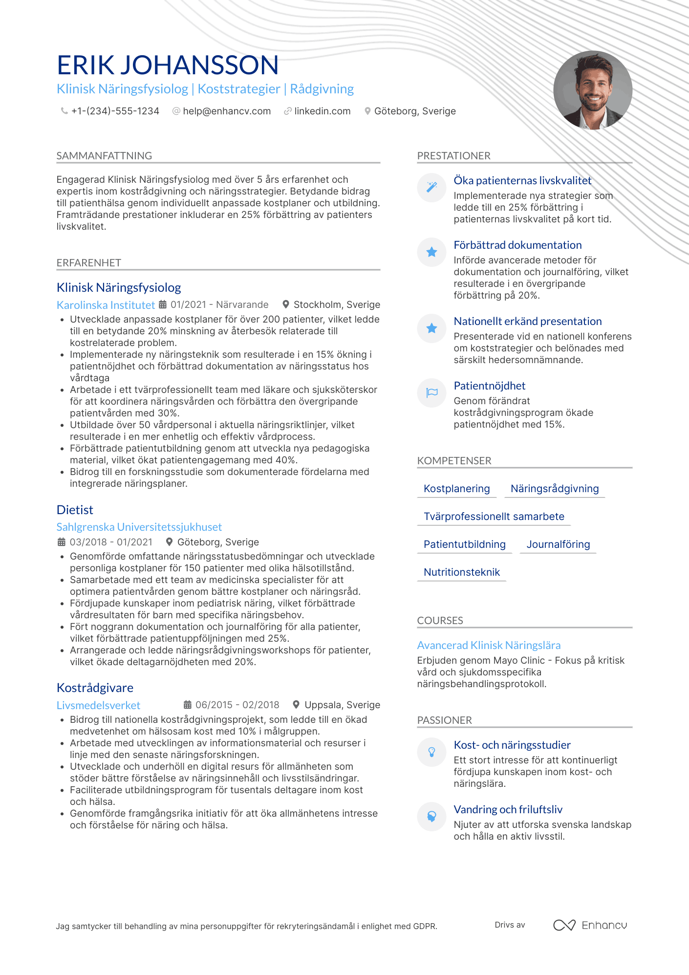 CV för Klinisk Näringsfysiolog