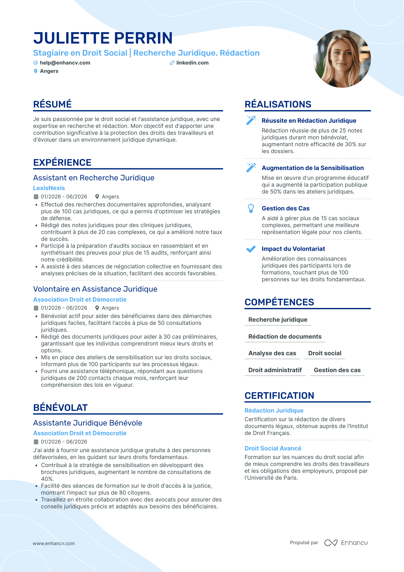 Avocat stagiaire Exemples de CV