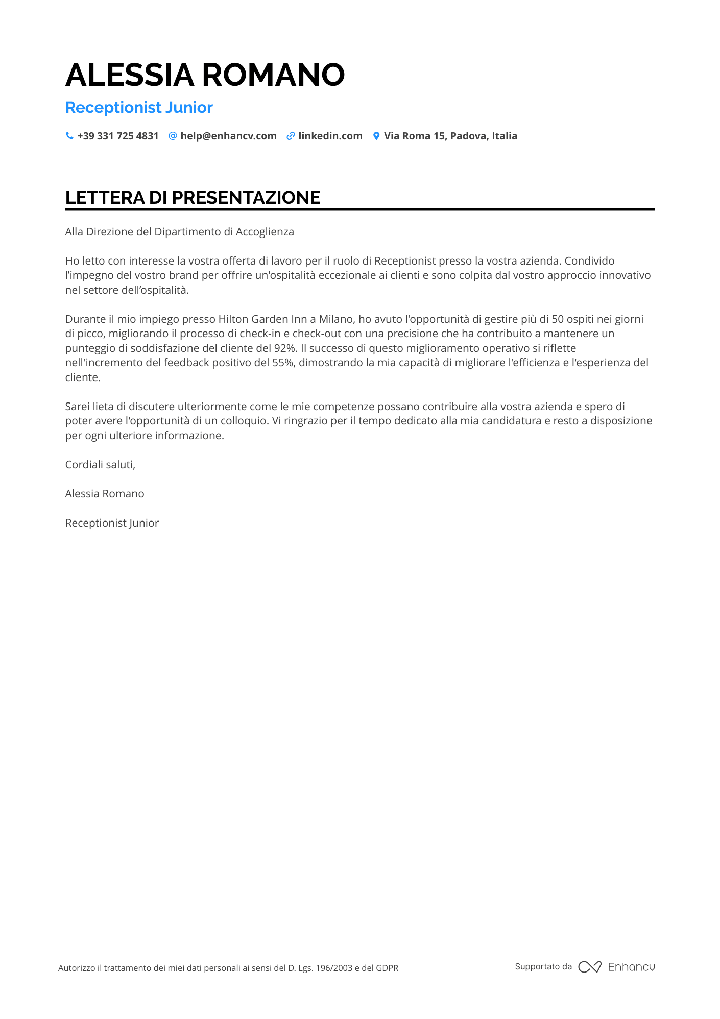 Receptionist Junior