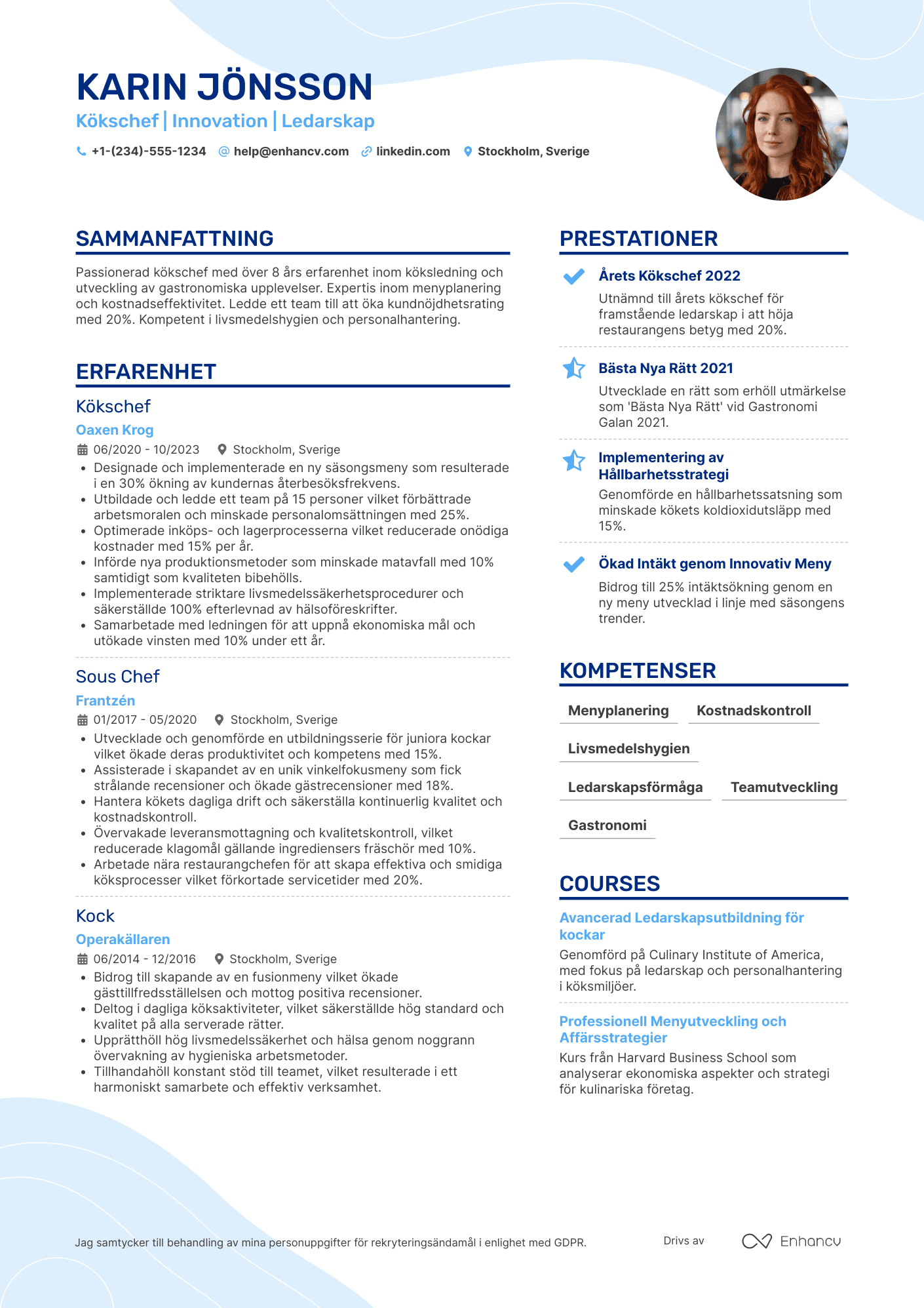 CV för Kökschef