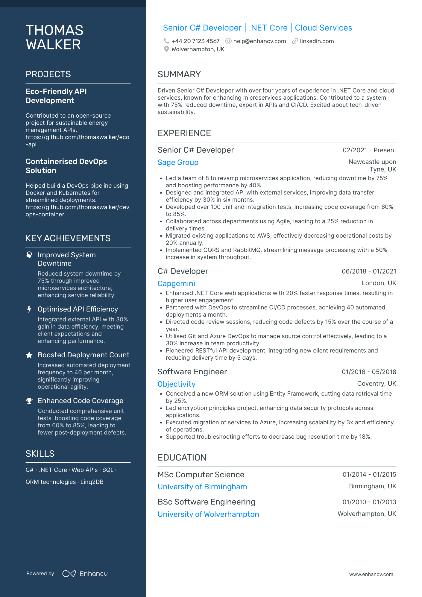 .Net Software Developer CV Examples