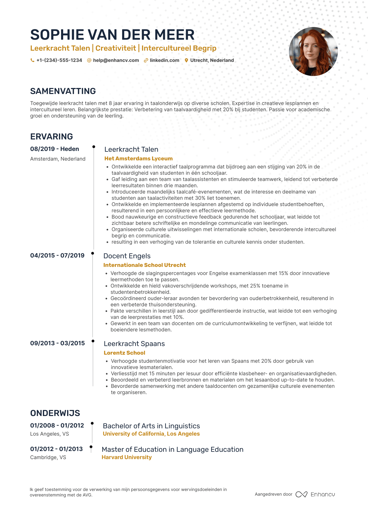 CV voor Leerkracht Talen