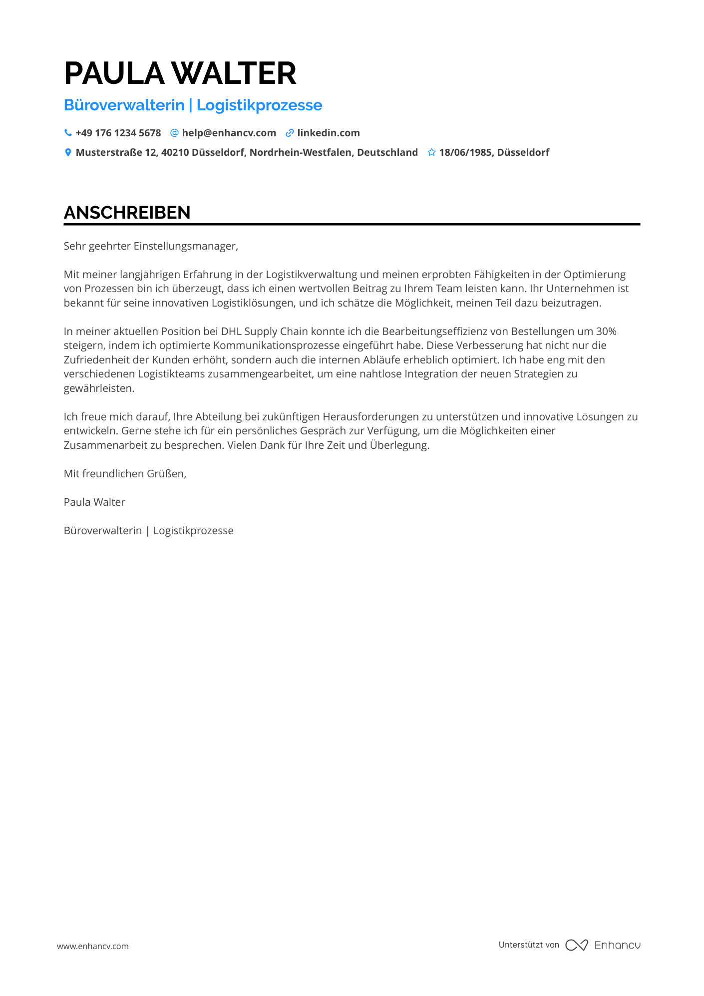 Büroverwalter für Logistik