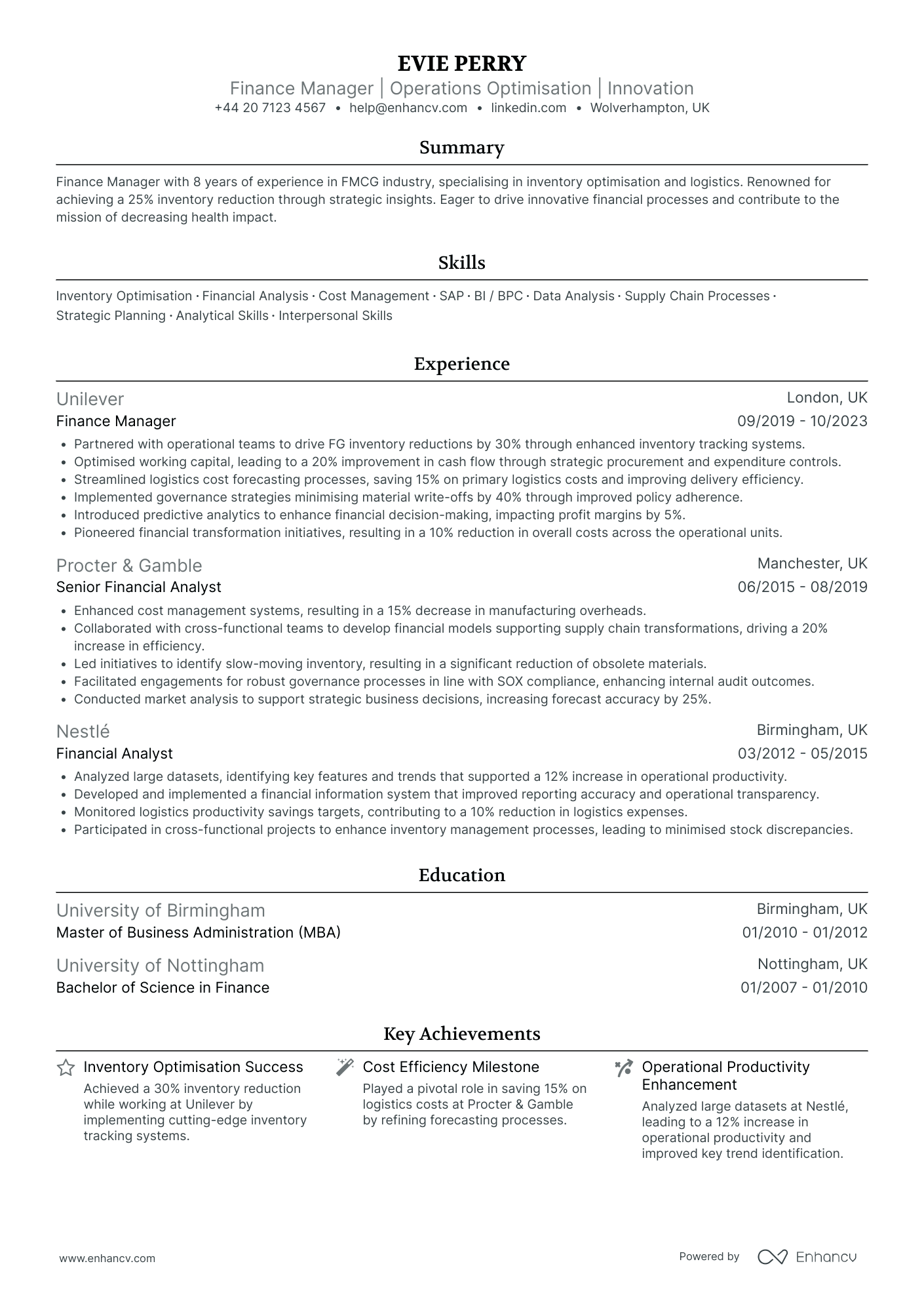 Finance Manager in Logistics