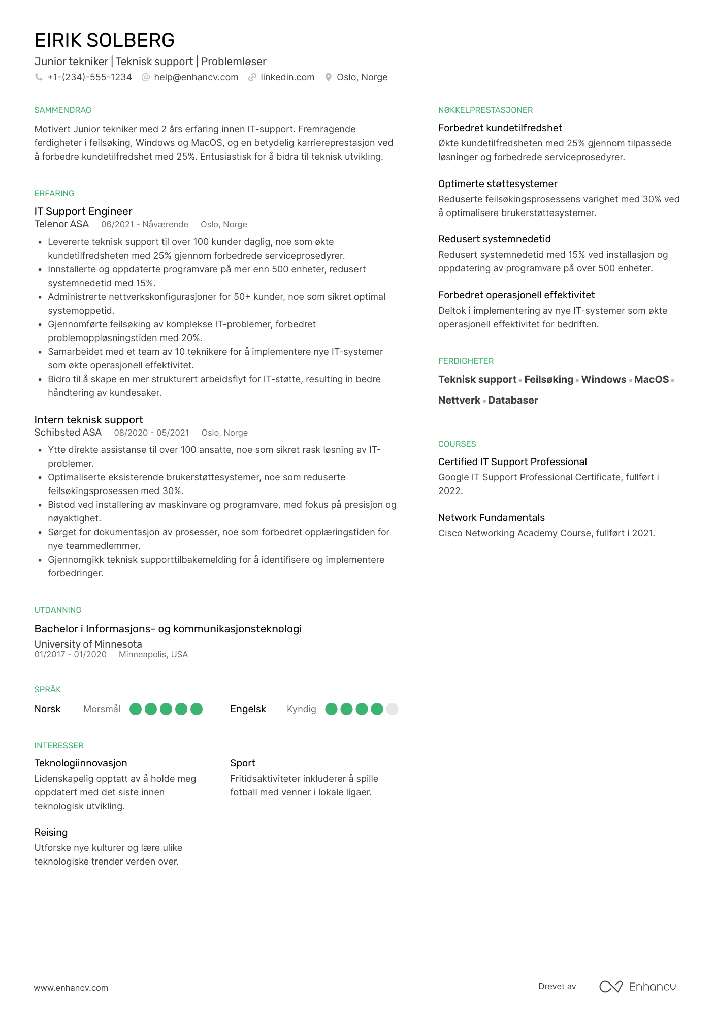 CV for Junior tekniker