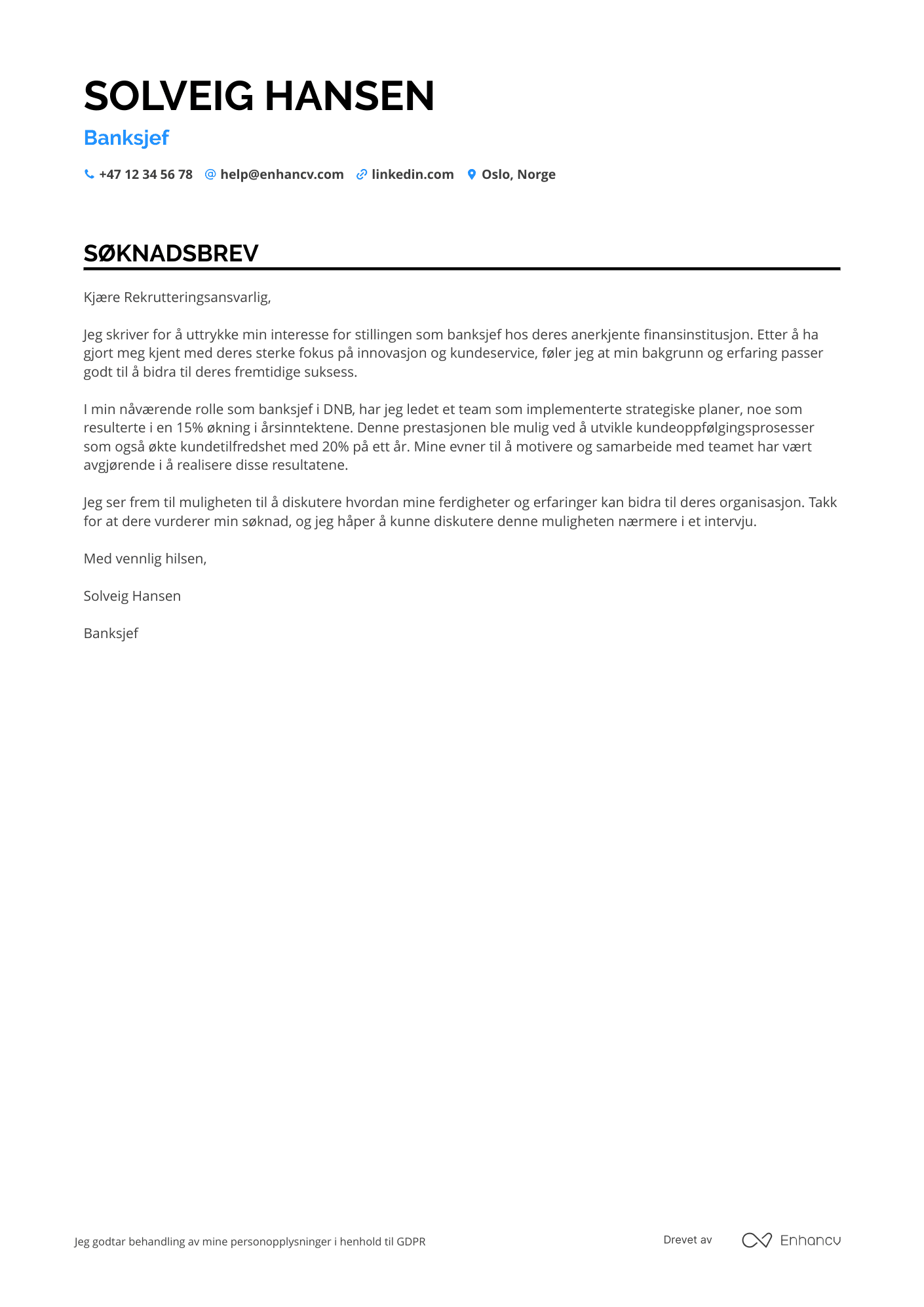 Banksjef CV