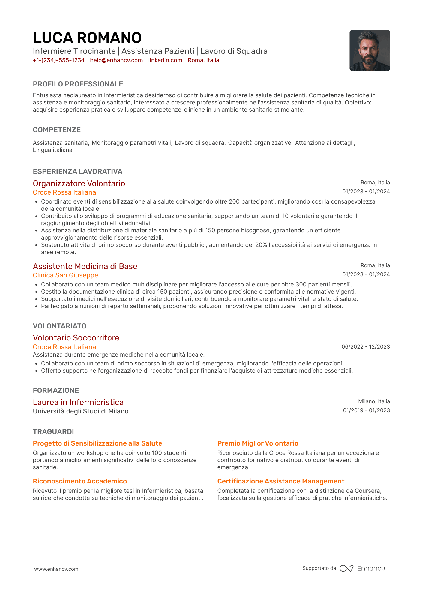 Curriculum vitae infermiere tirocinio