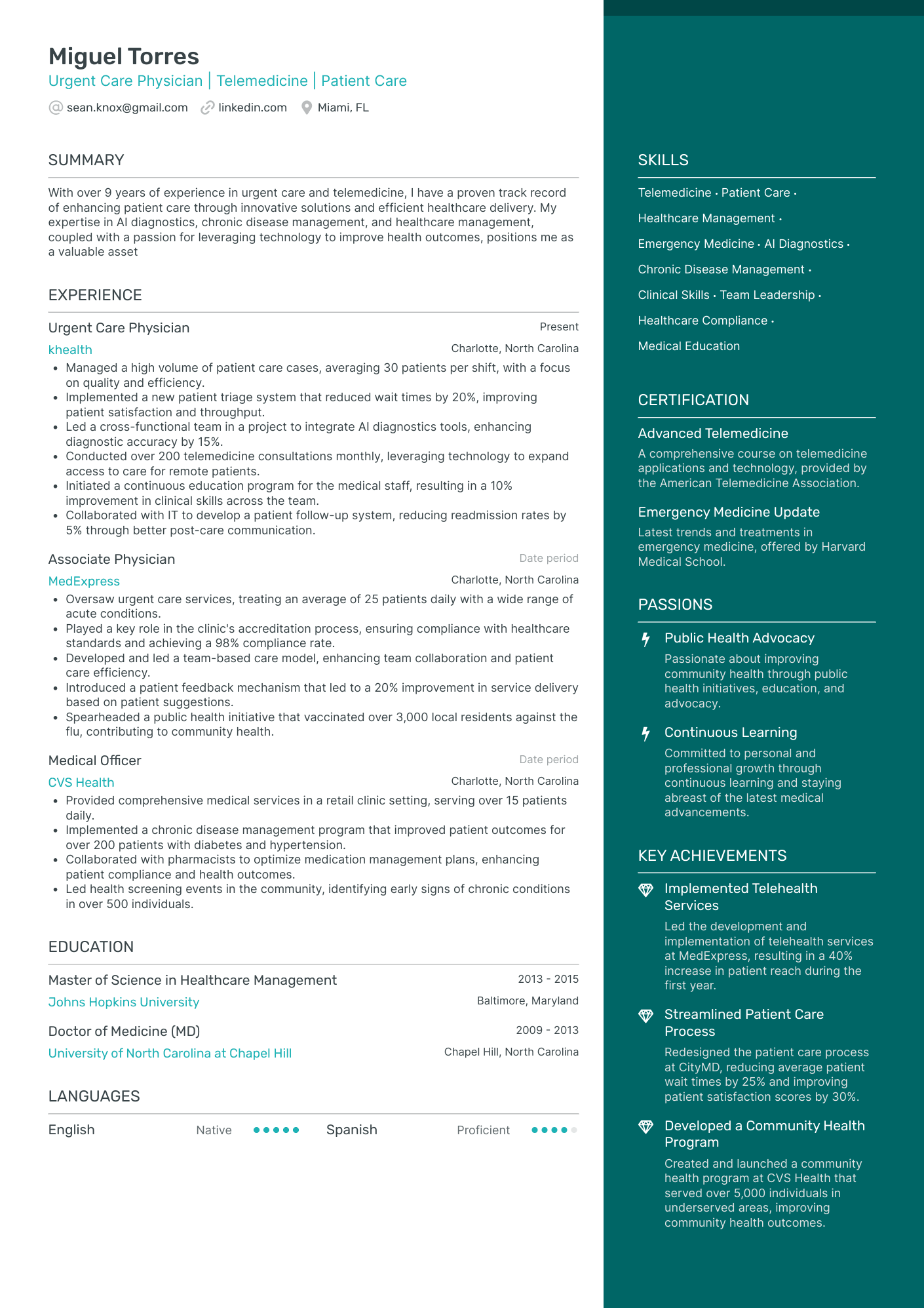 Bonus extra: CV médico en inglés Ejemplos de CV