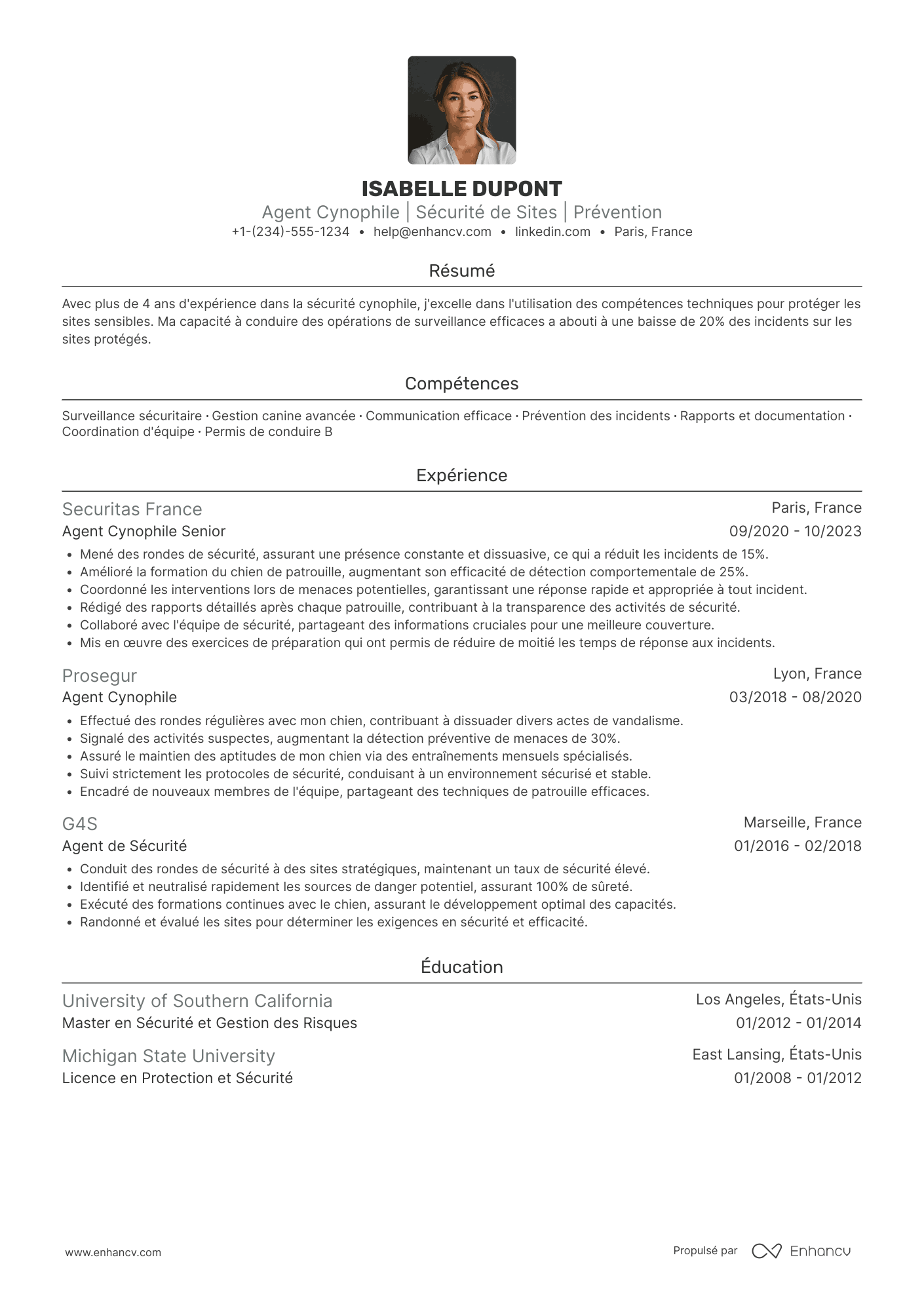 CV d’agent cynophile (maître chien)