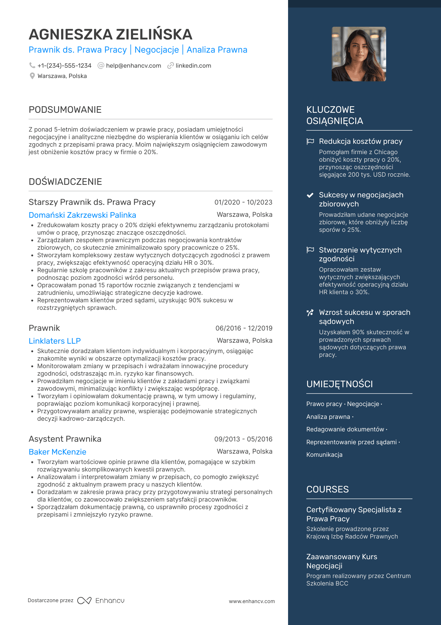 CV dla Prawnik ds. Prawa Pracy