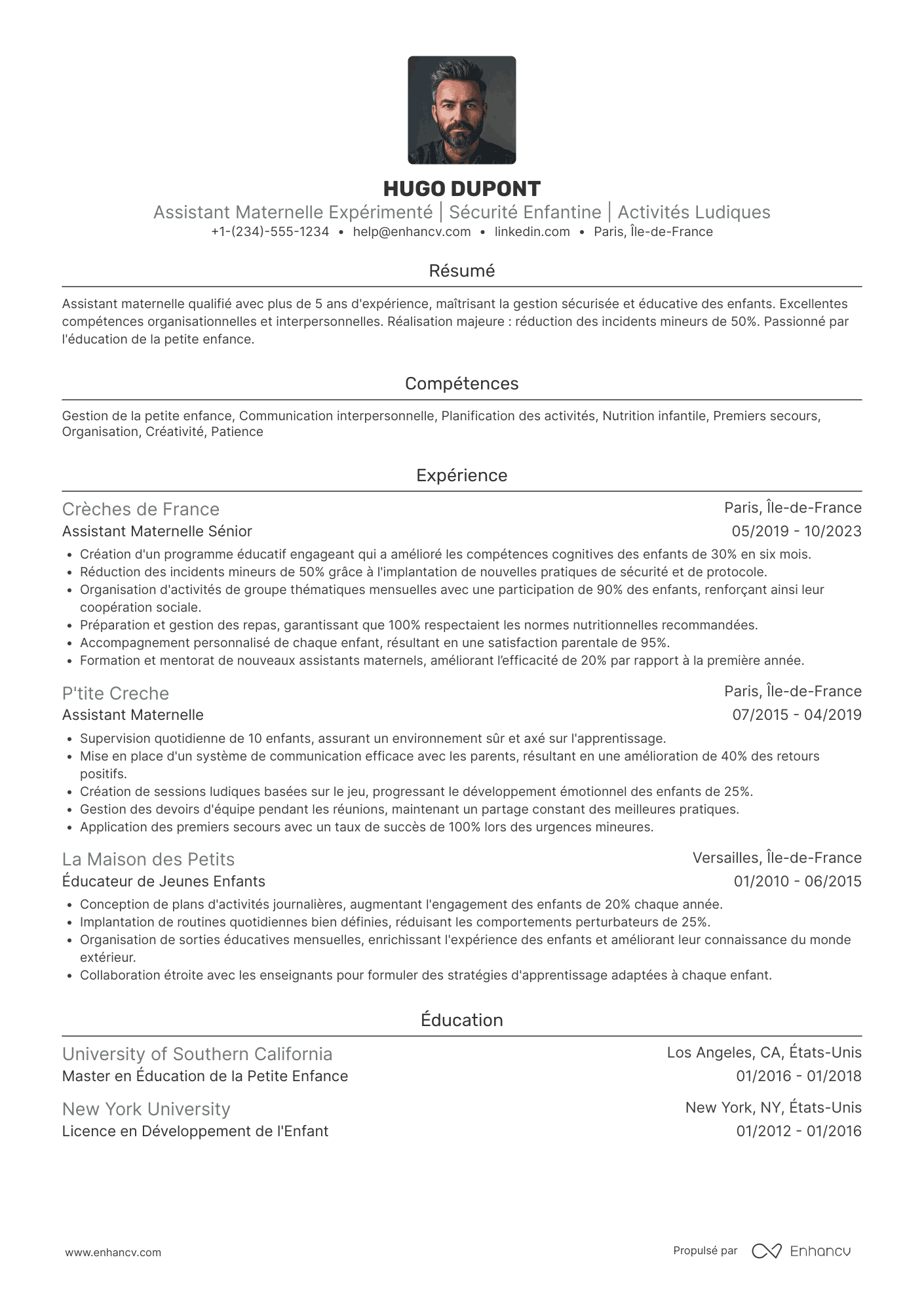 CV d’assistante maternelle expérimentée