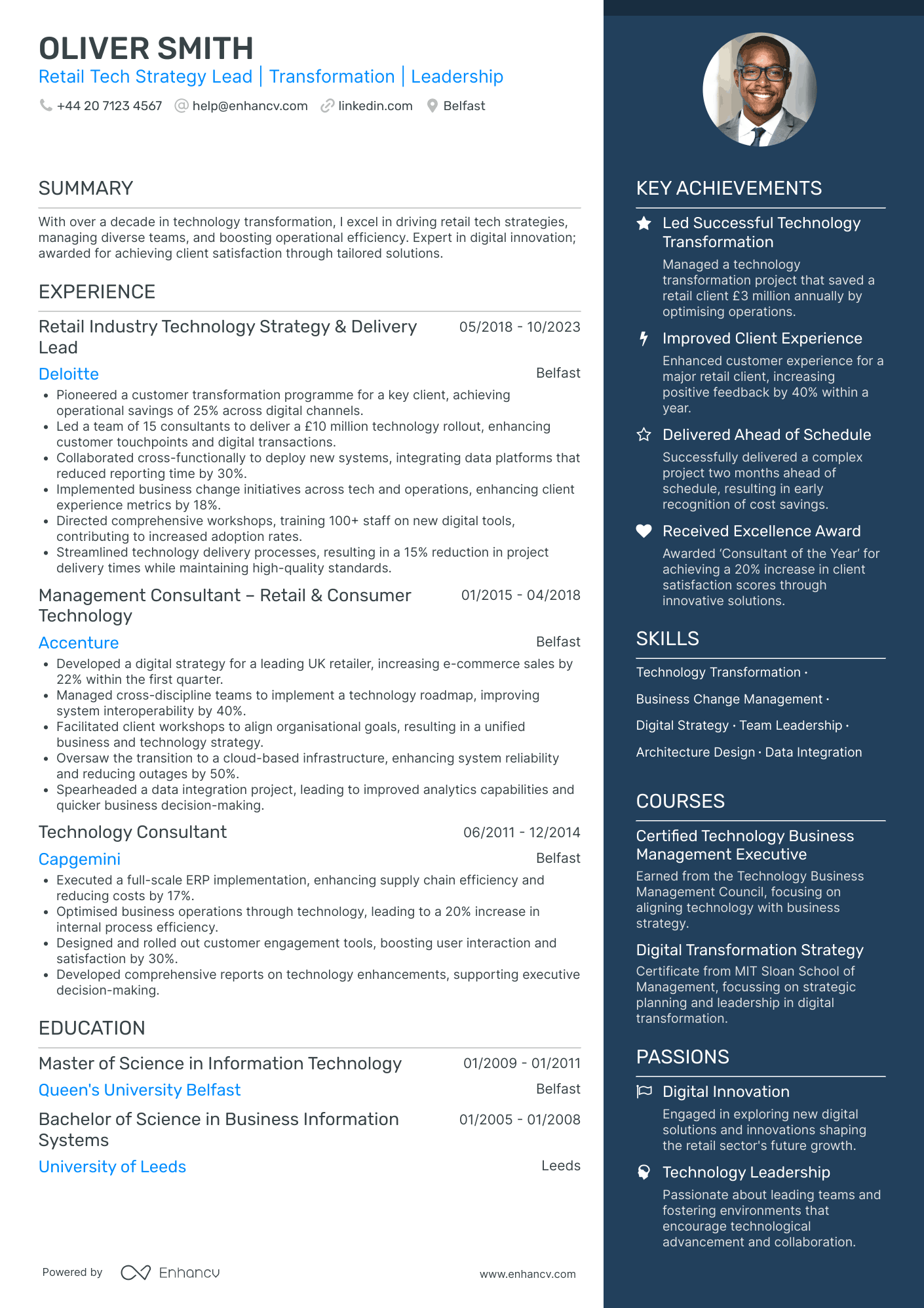 Customer Delivery Manager in Retail CV Examples