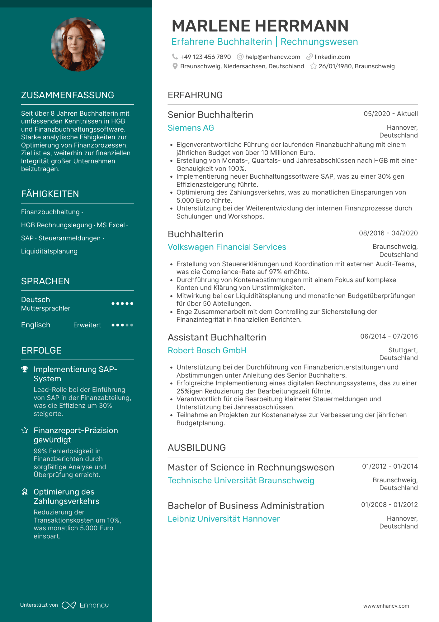 Lebenslauf als Buchhalter mit Berufserfahrung