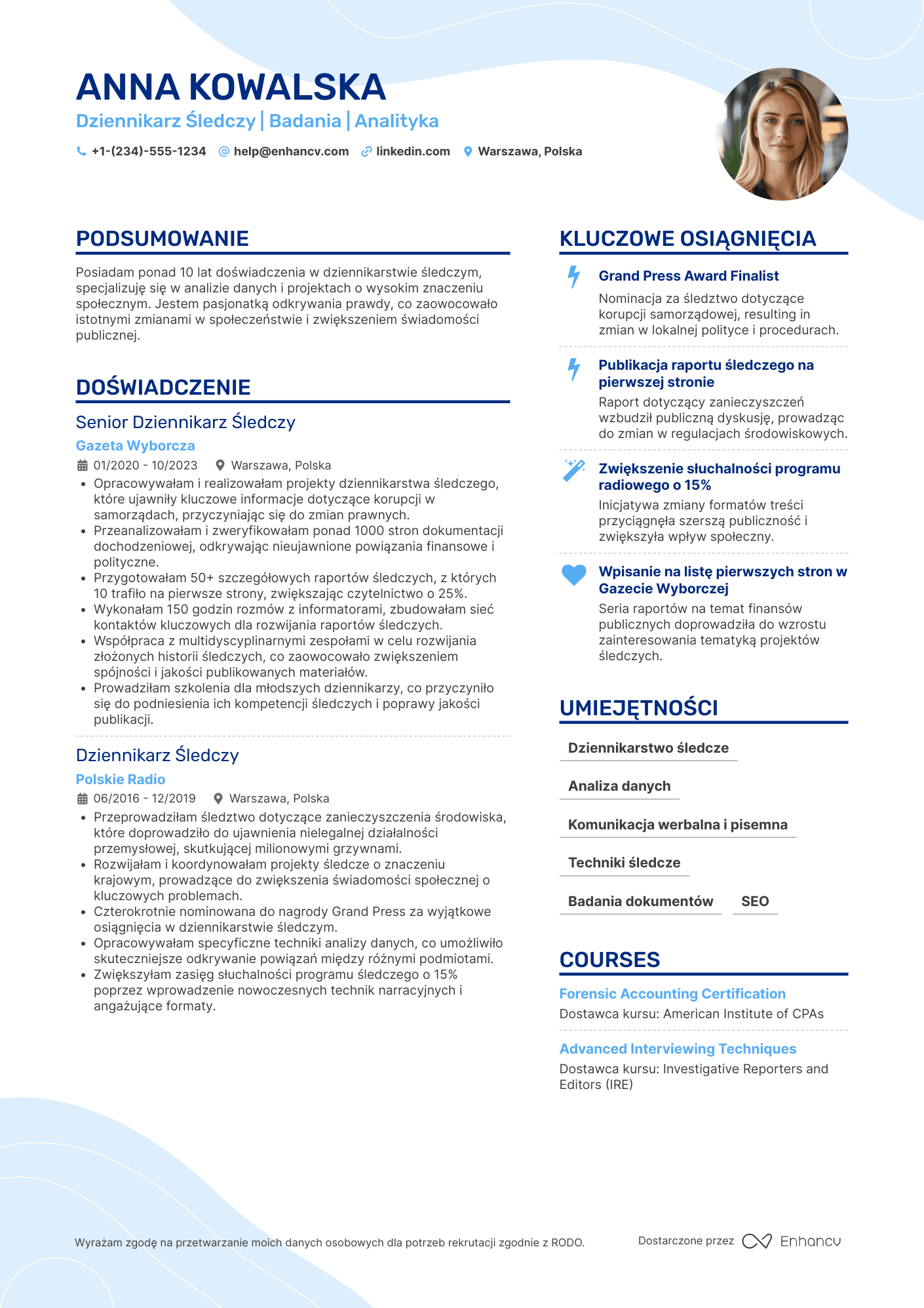 CV dla Dziennikarz Śledczy