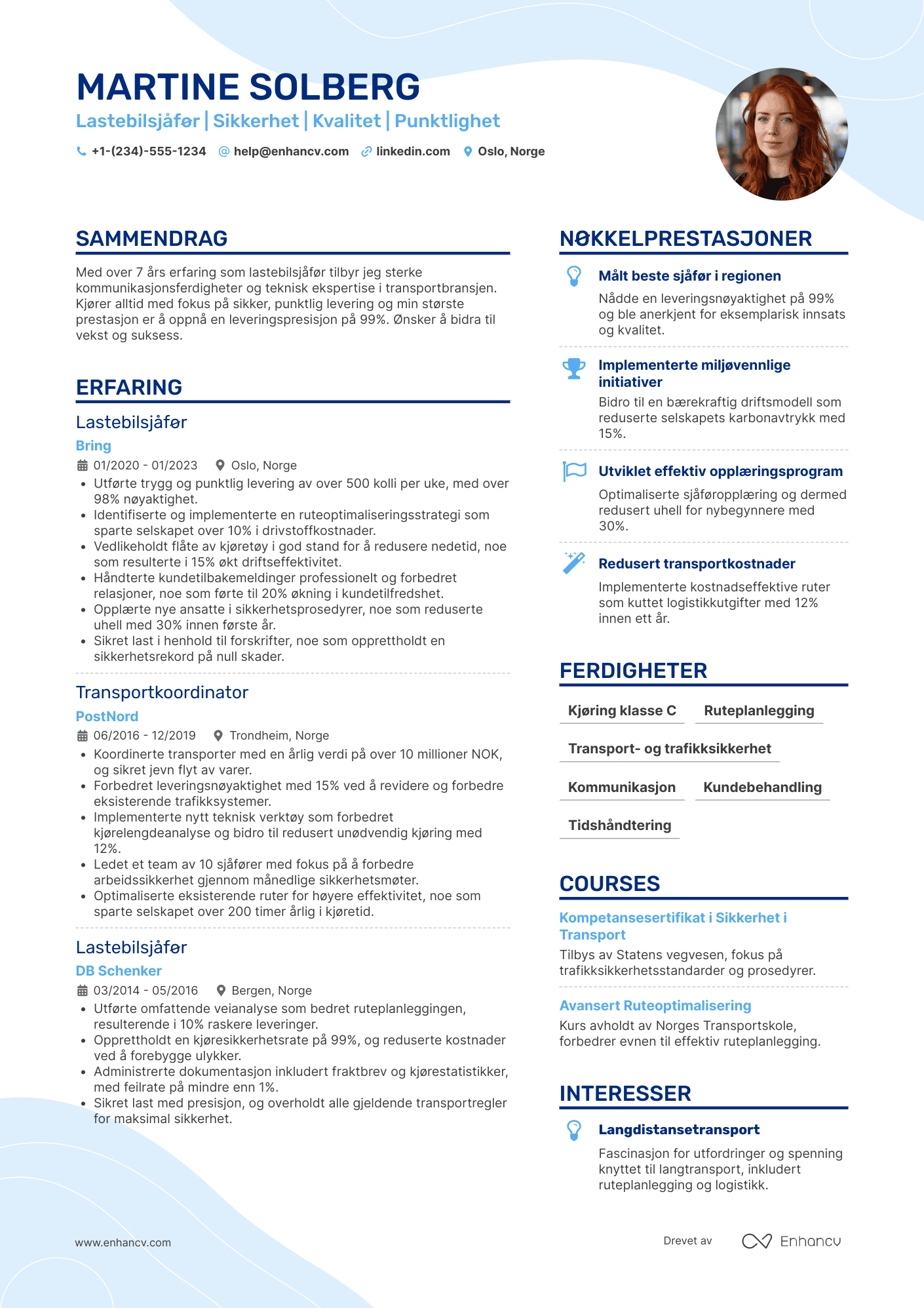 CV for Lastebilsjåfør