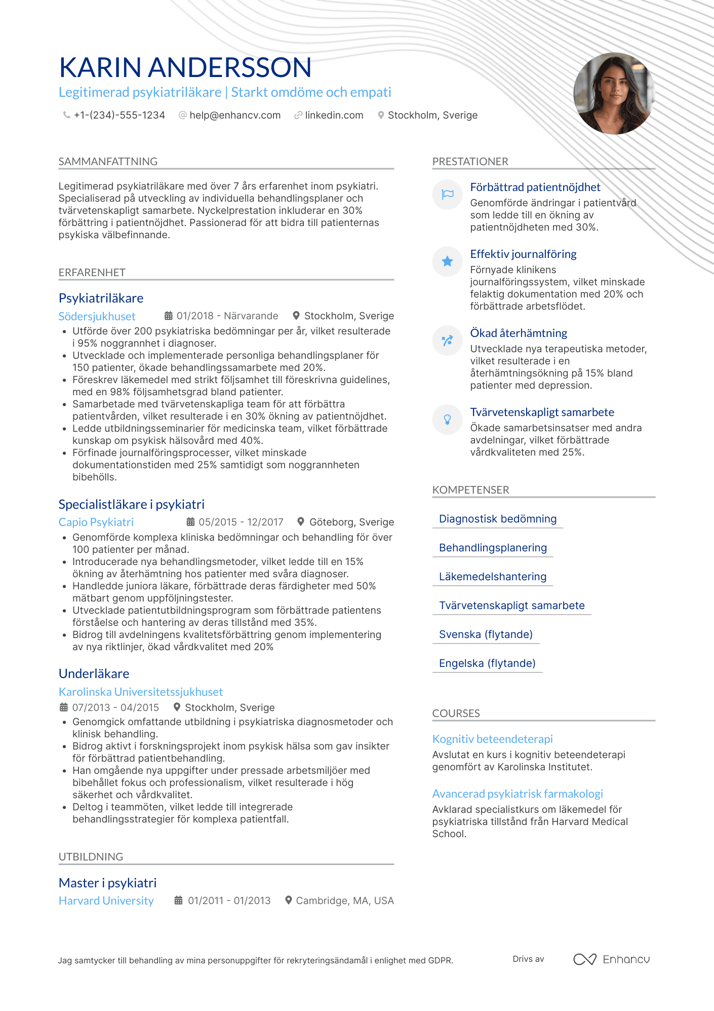 CV för Psykiatriläkare