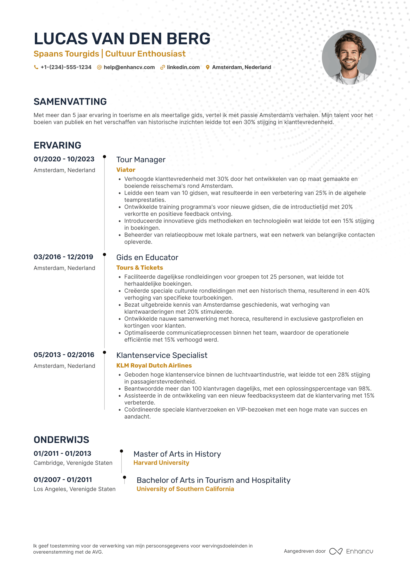 CV voor Spaans Tourgids