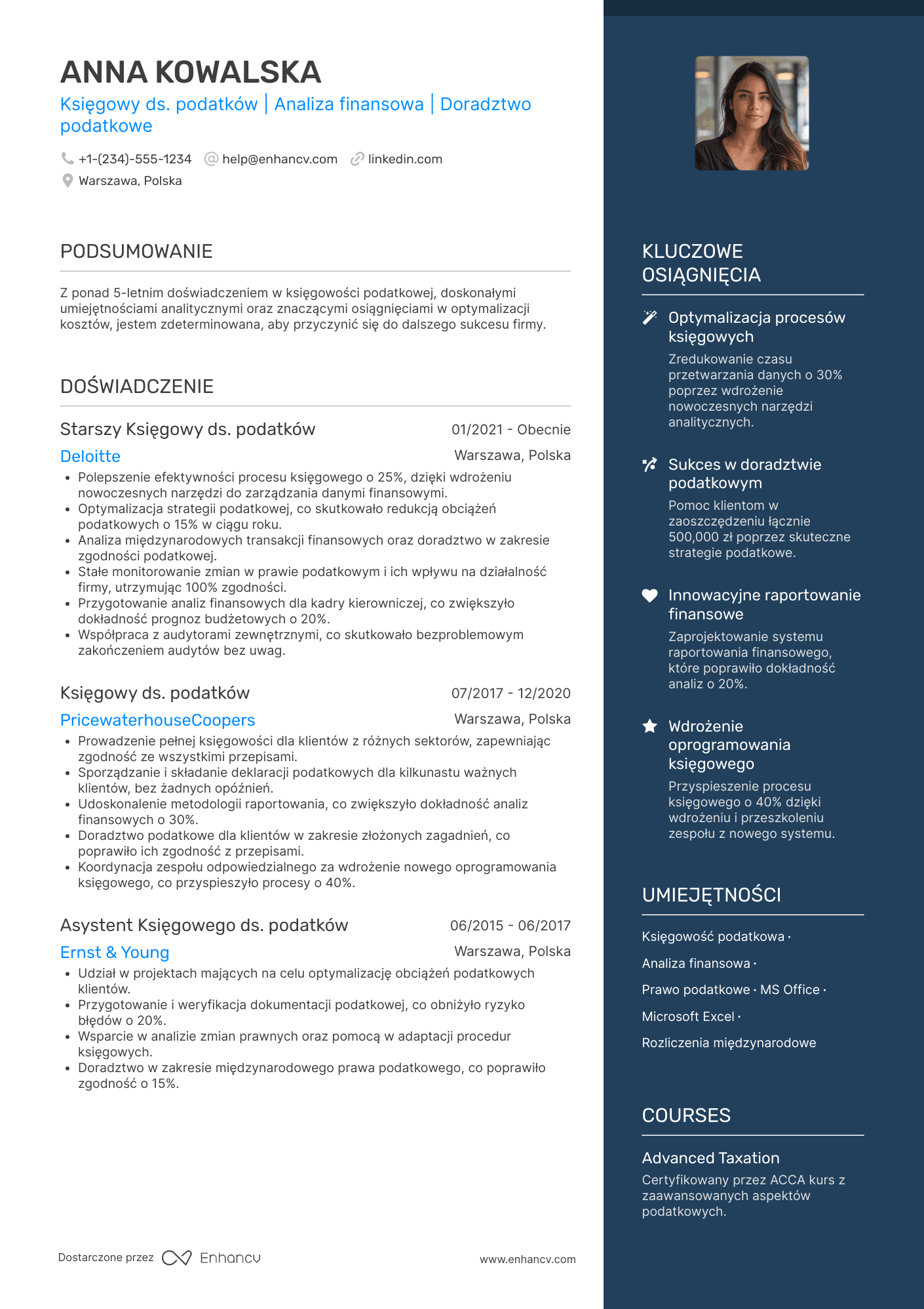 CV dla Księgowy ds. podatków