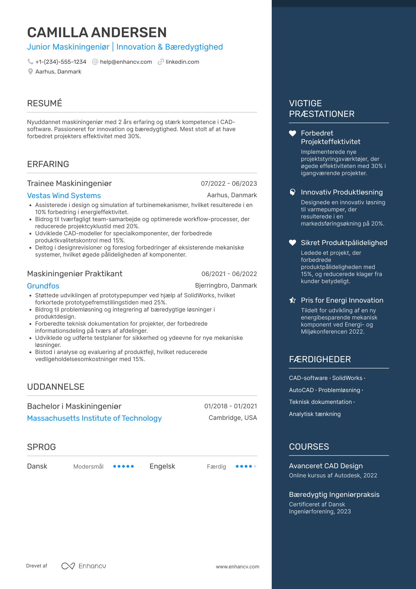 CV til Junior Maskiningeniør