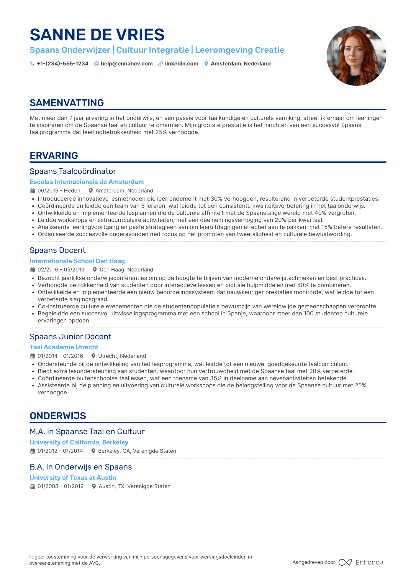 CV voor Spaans Onderwijzer