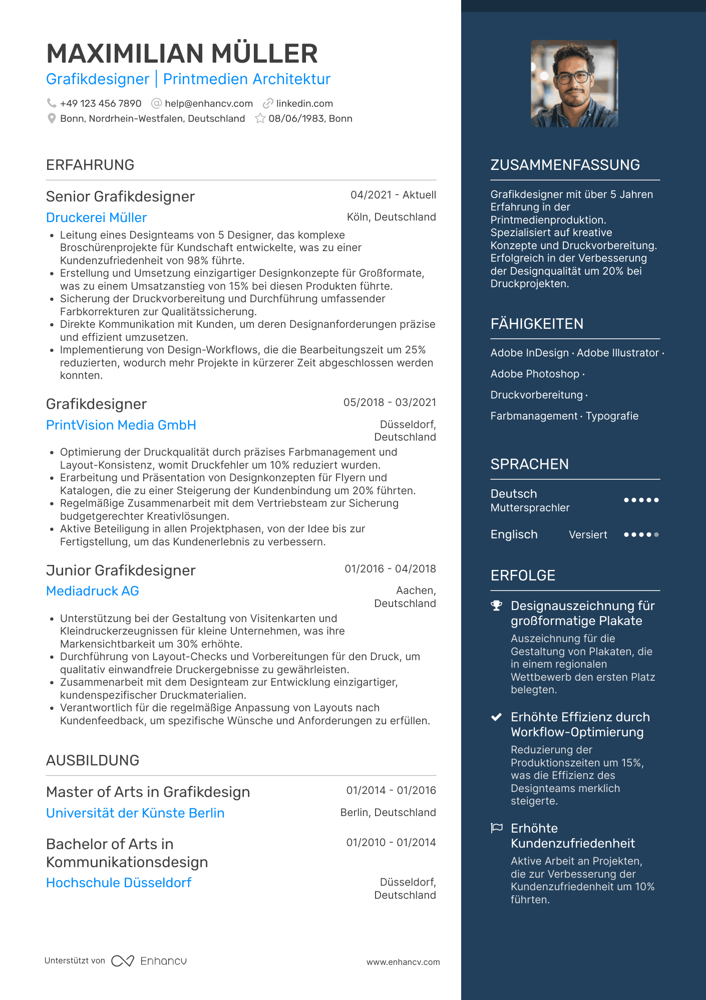Lebenslauf als Grafikdesigner für Printmedien