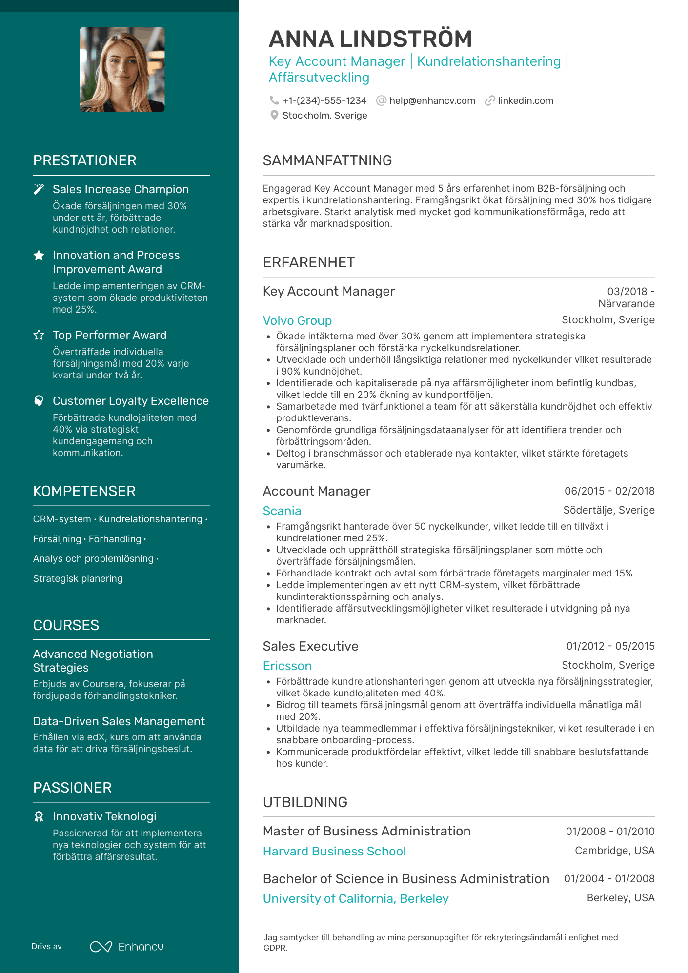 CV för Key Account Manager