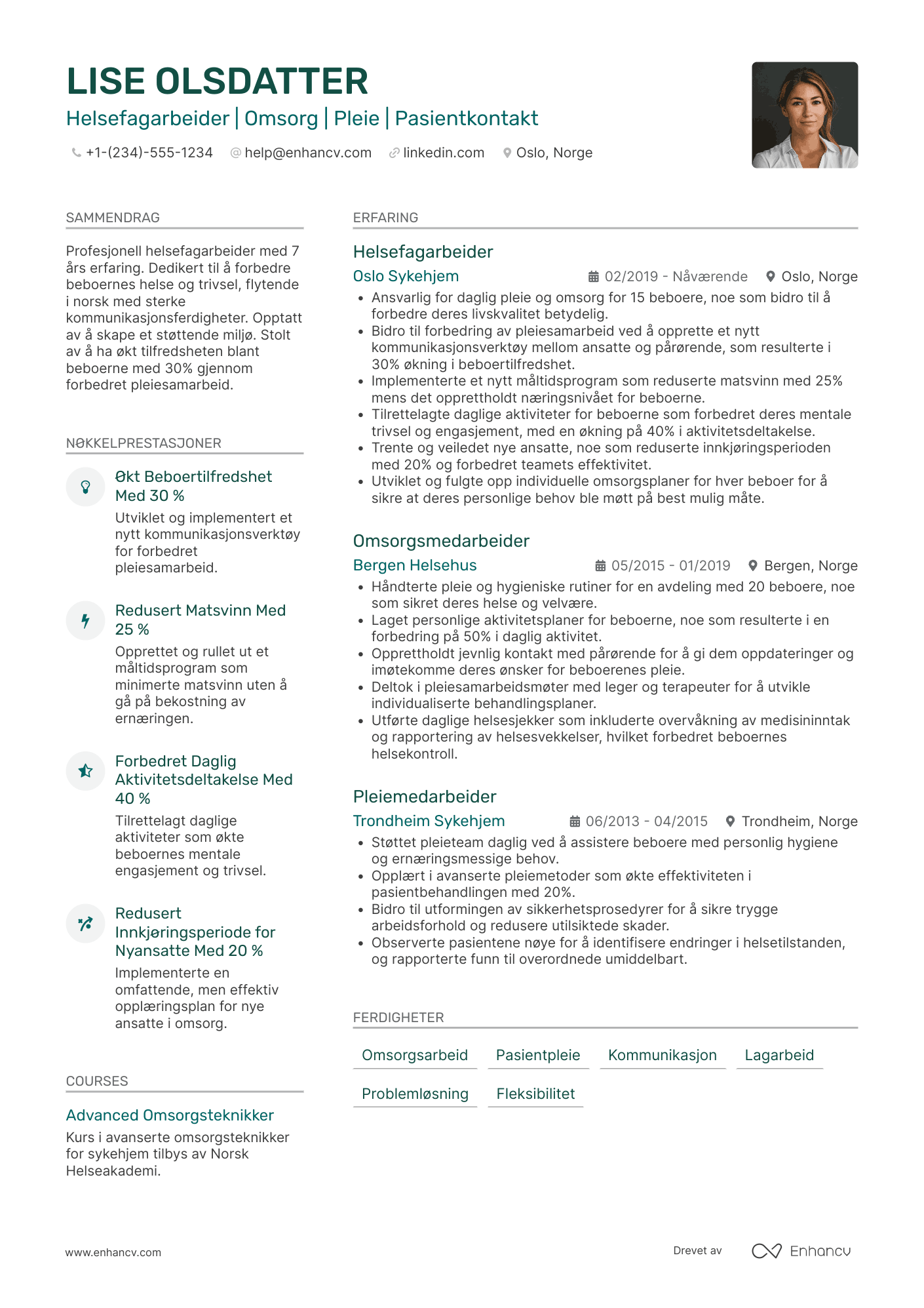 CV for Helsefagarbeider i Sykehjem