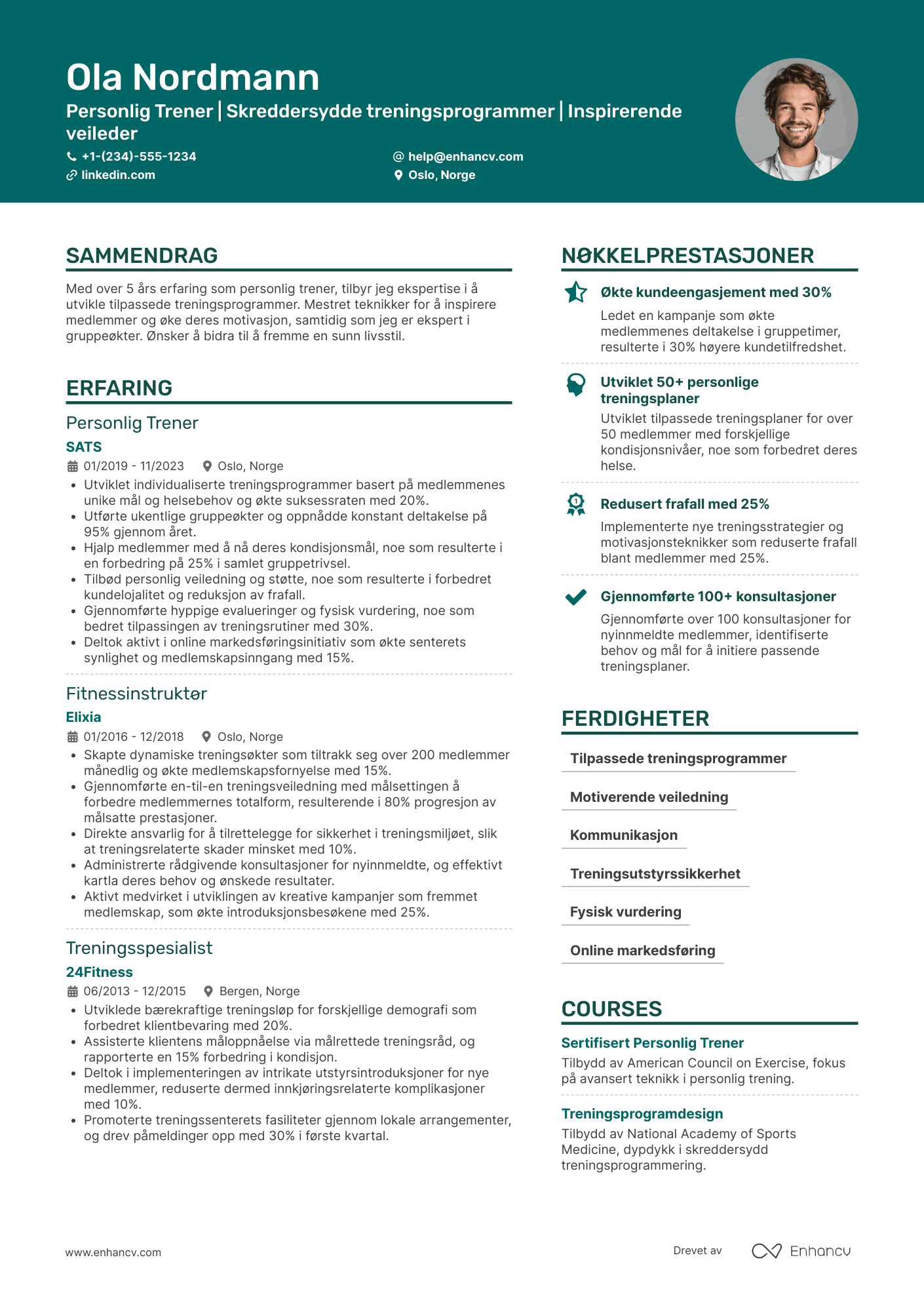 CV for Personlig trener i treningsstudio