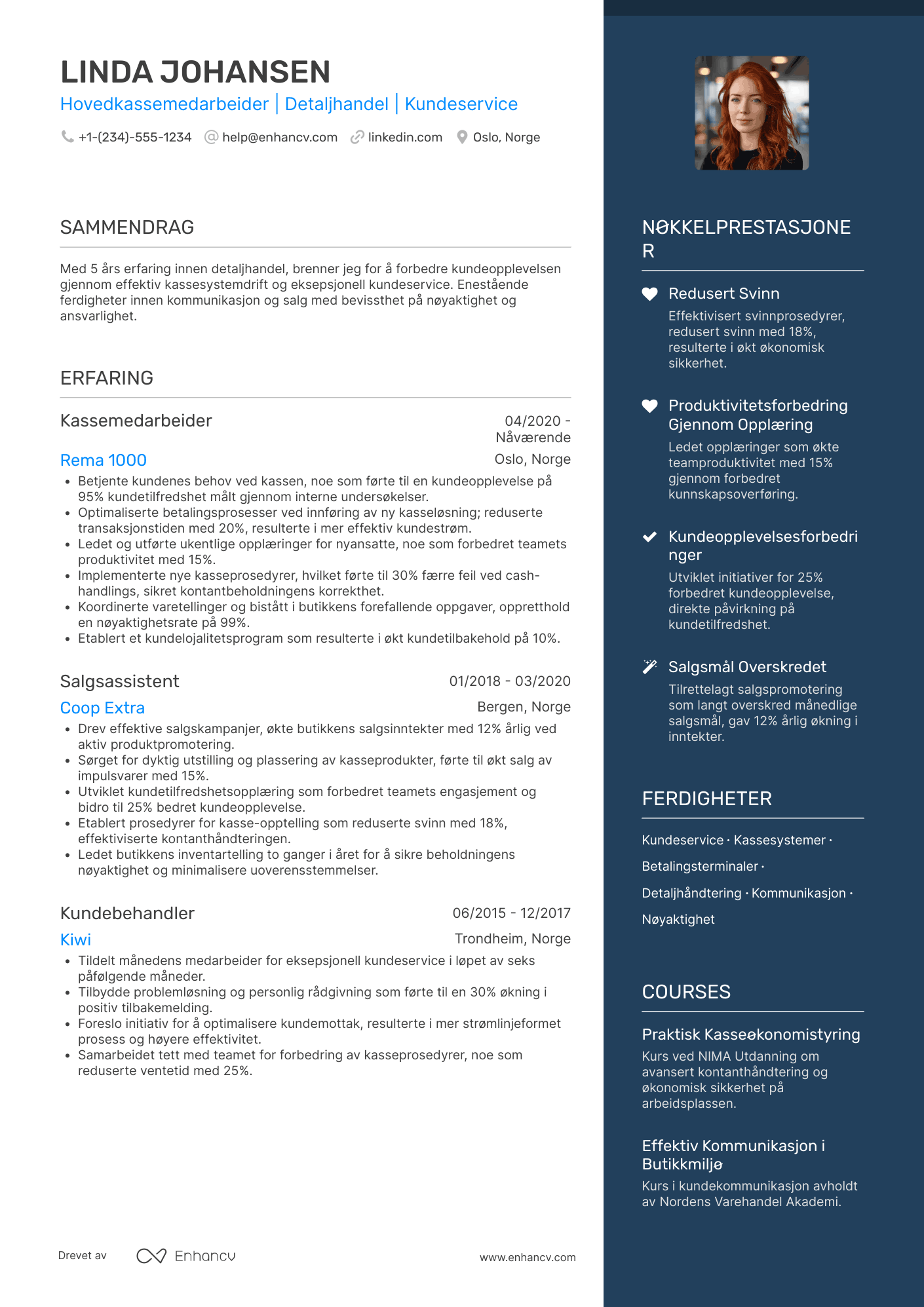CV for Hovedkassemedarbeider