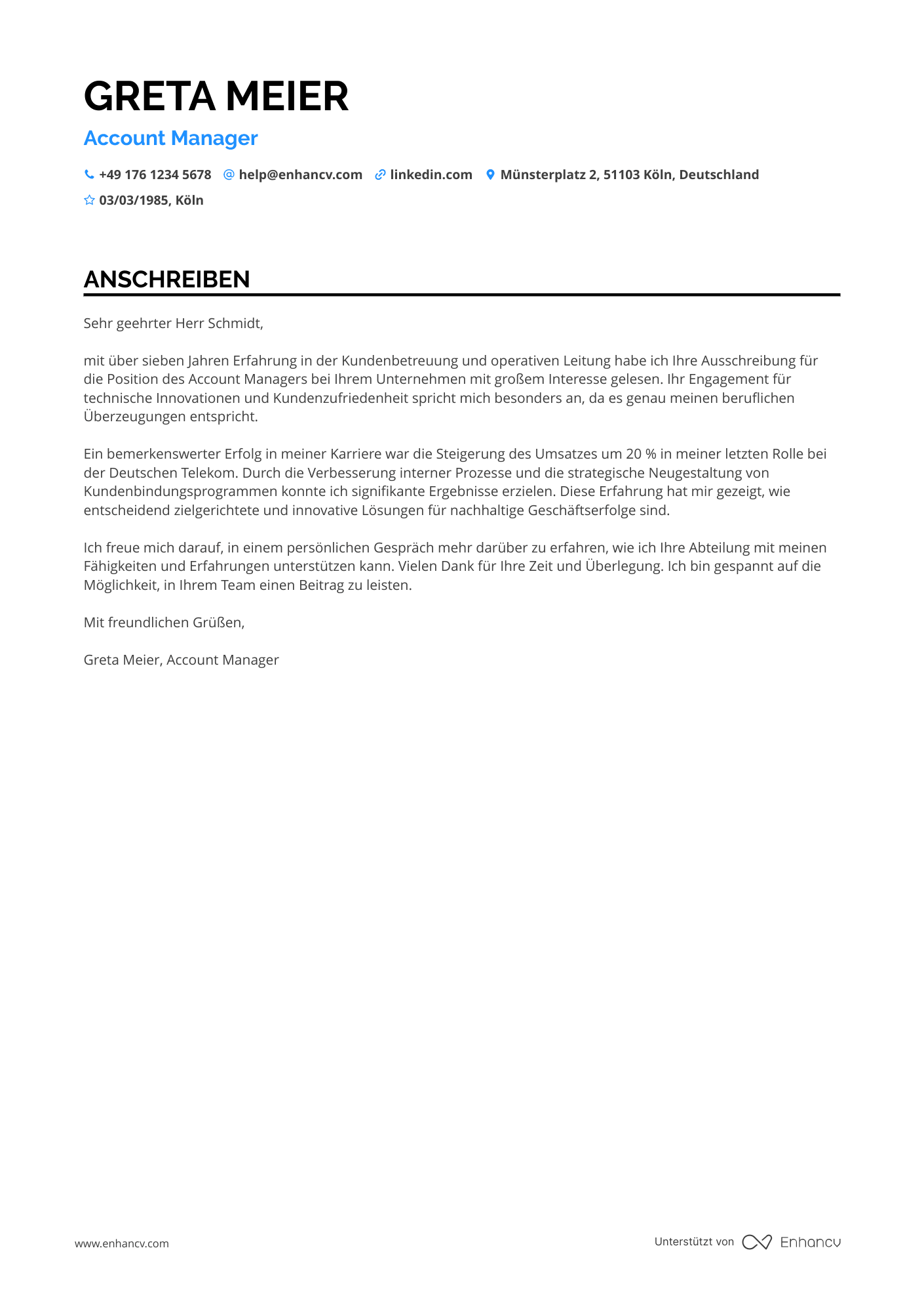 Account Manager für operative Leitung