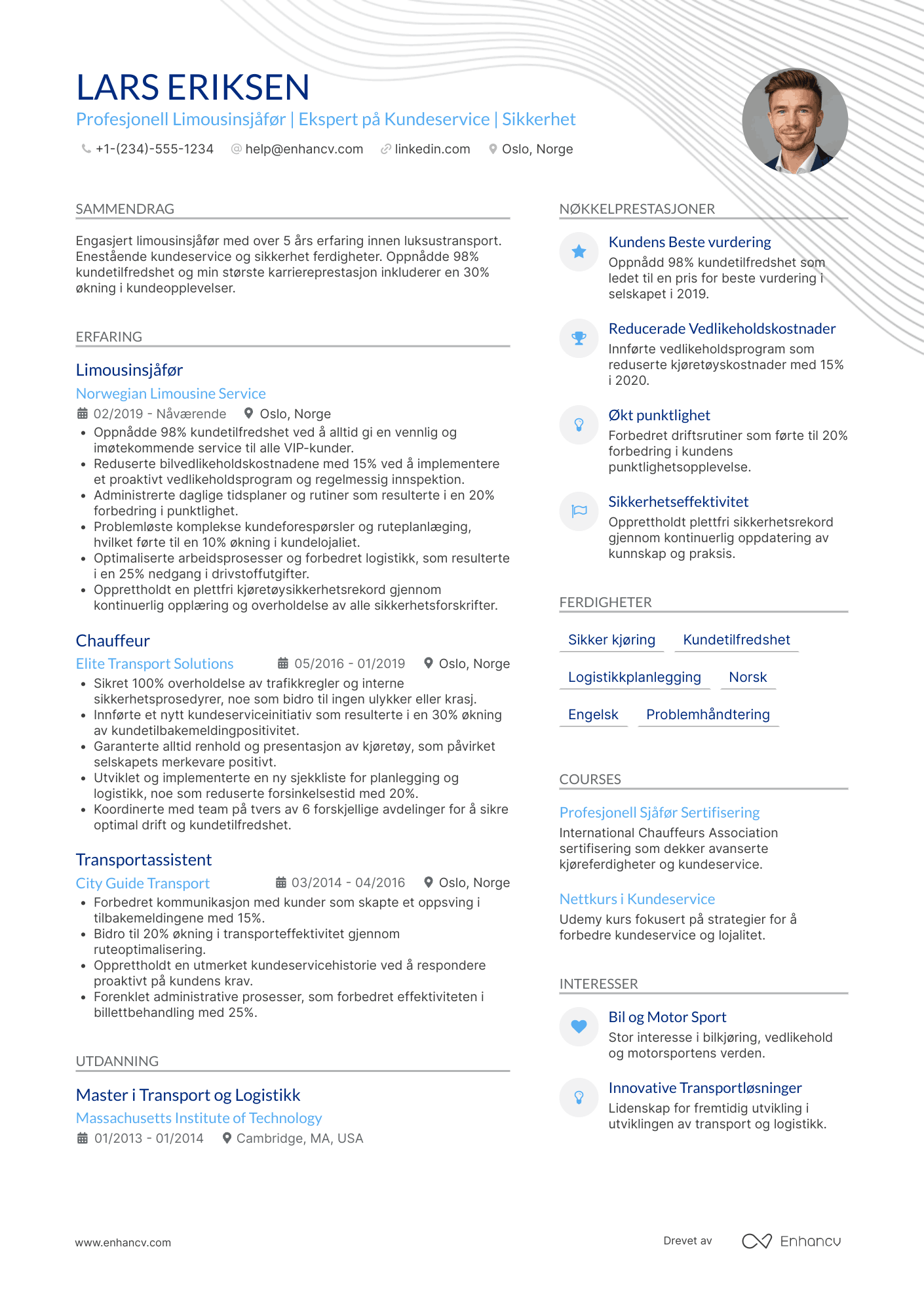 CV for Limousinsjåfør