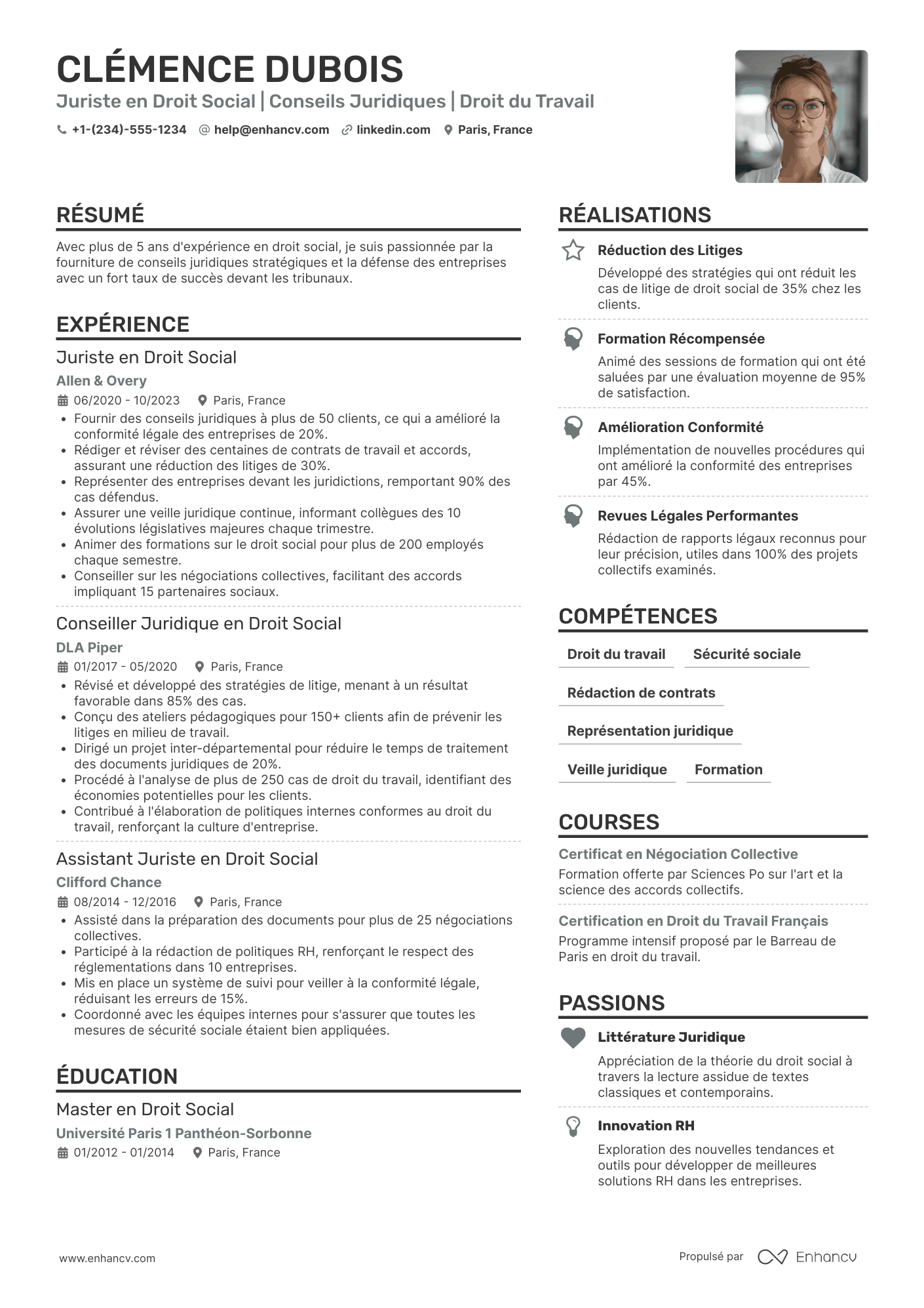 CV de juriste en droit social