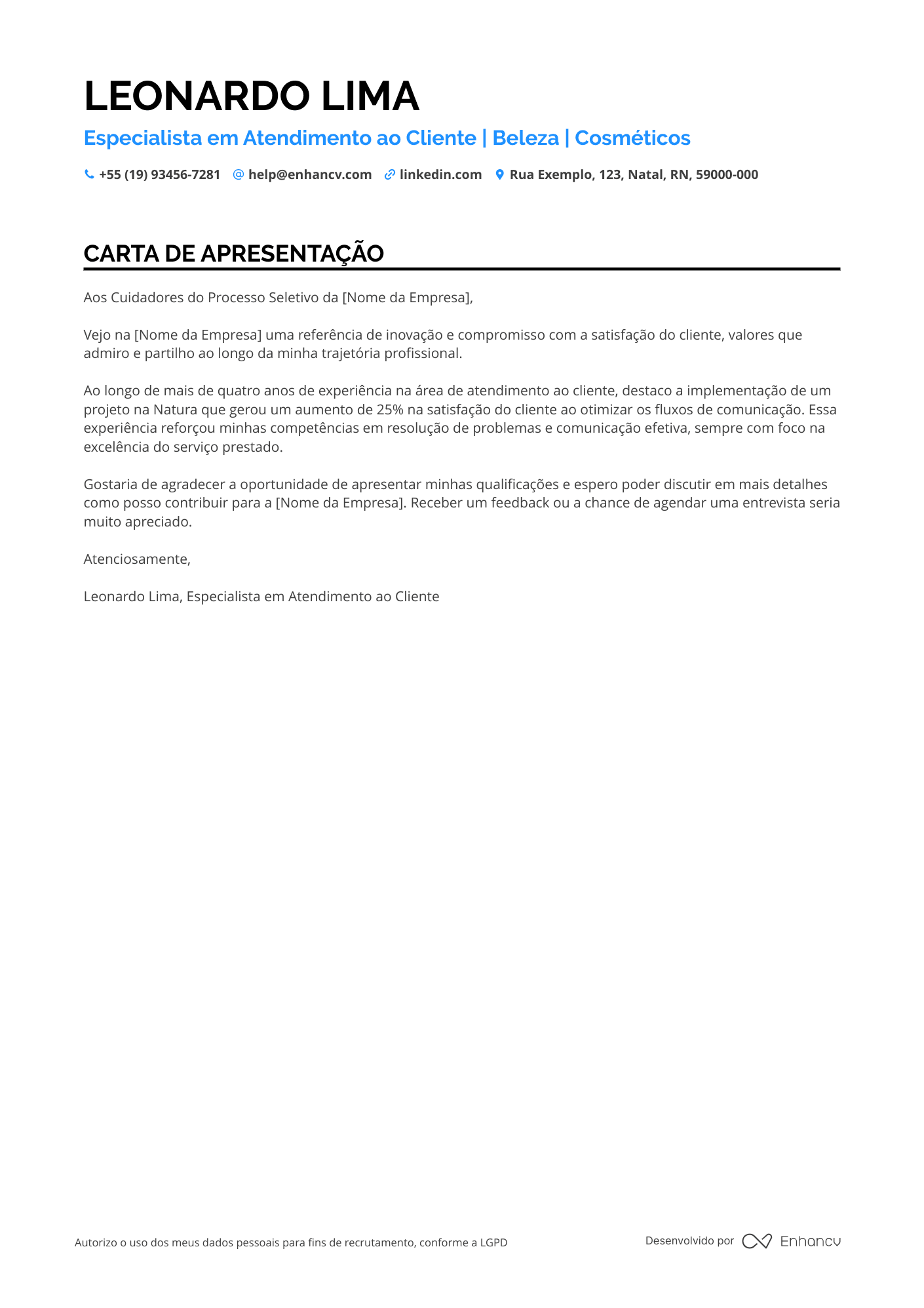 Atendimento ao Cliente Meio período