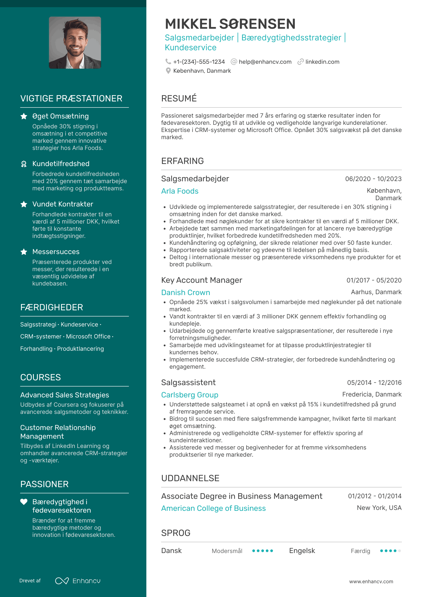 CV til Salgsmedarbejder i fødevaresektoren