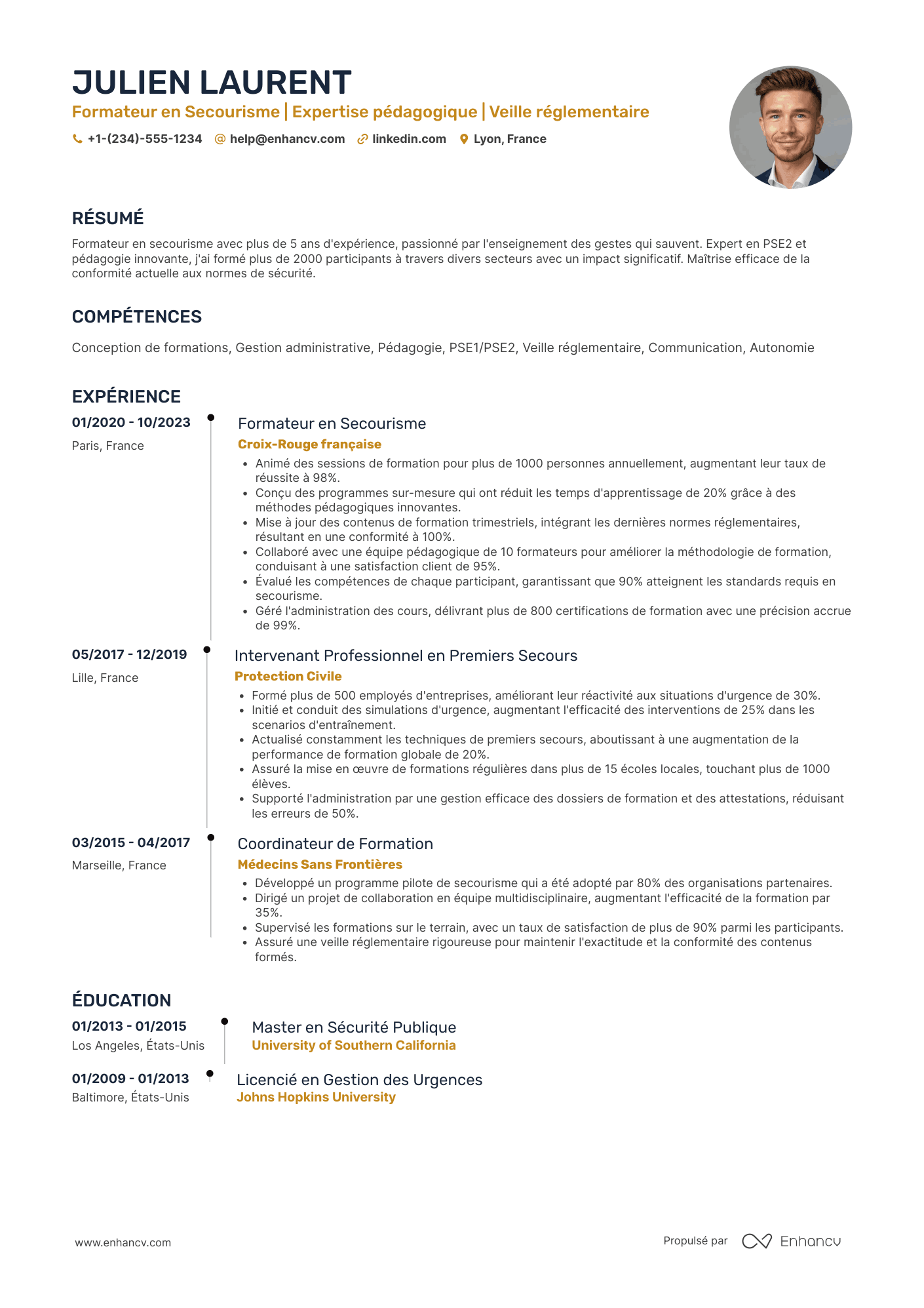CV de formateur en secourisme