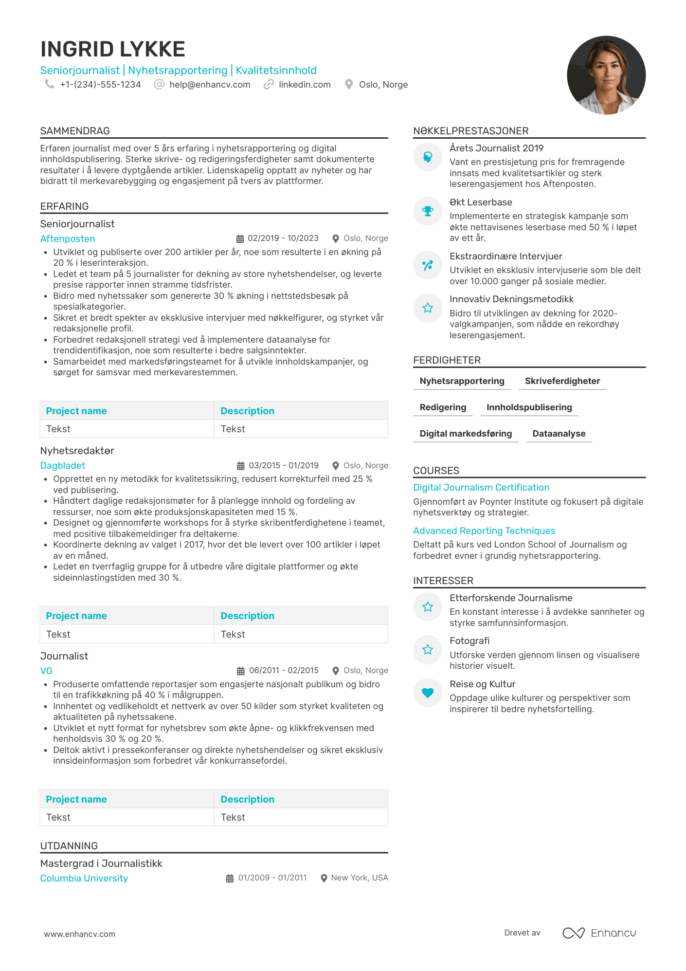 CV for Seniorjournalist