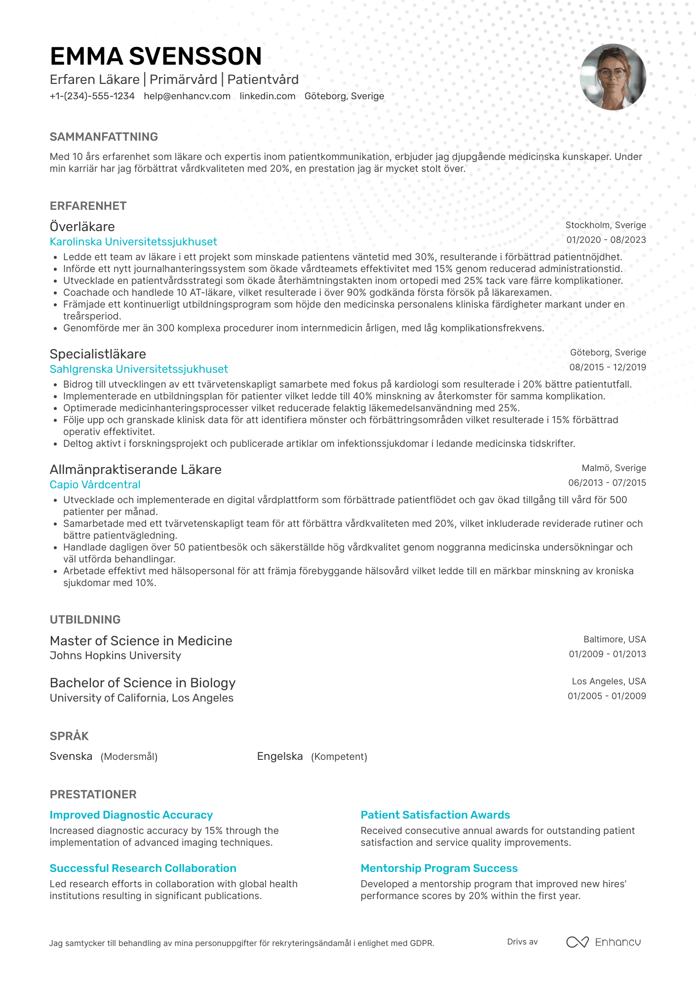 CV för Erfaren Läkare