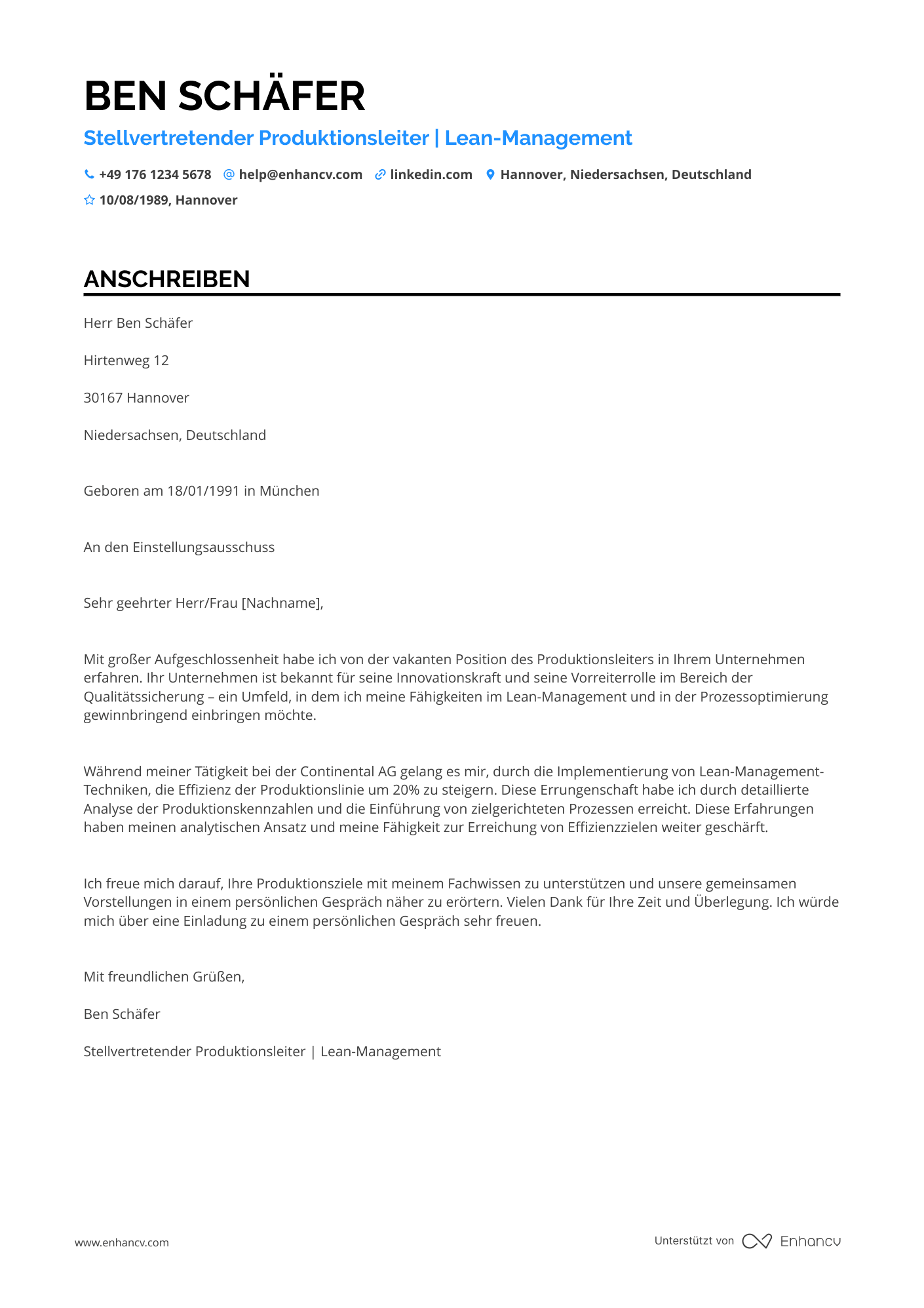 Stellvertretender Manager in der Produktion