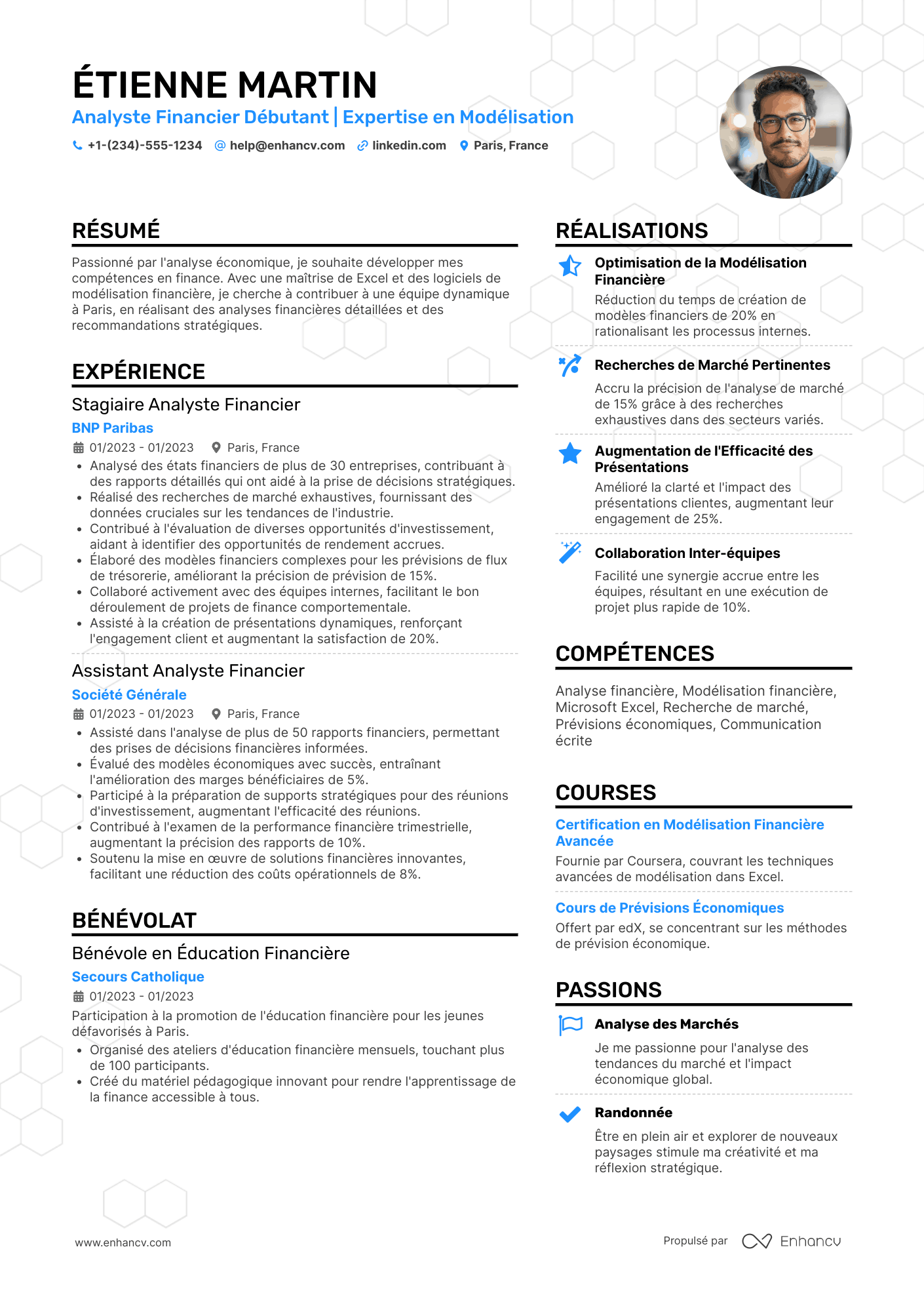 CV d'analyste&nbsp;financier débutant