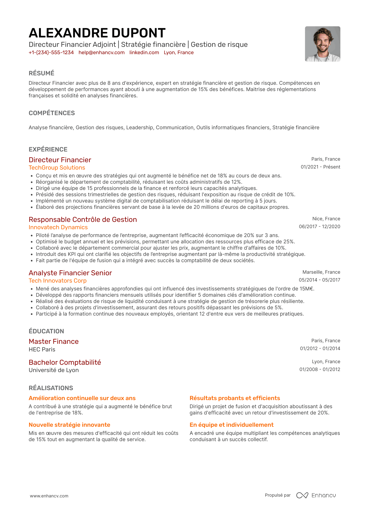 CV de directeur financier adjoint