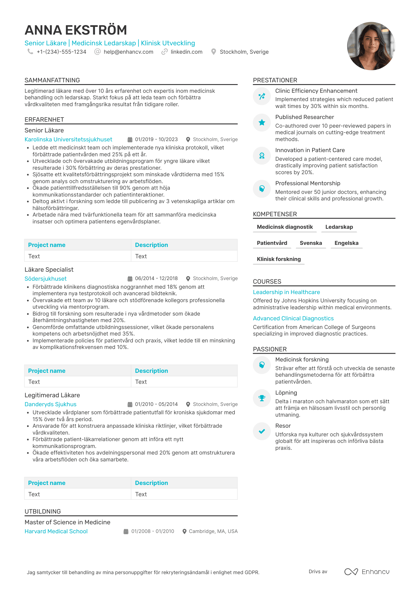 CV för Senior Läkare