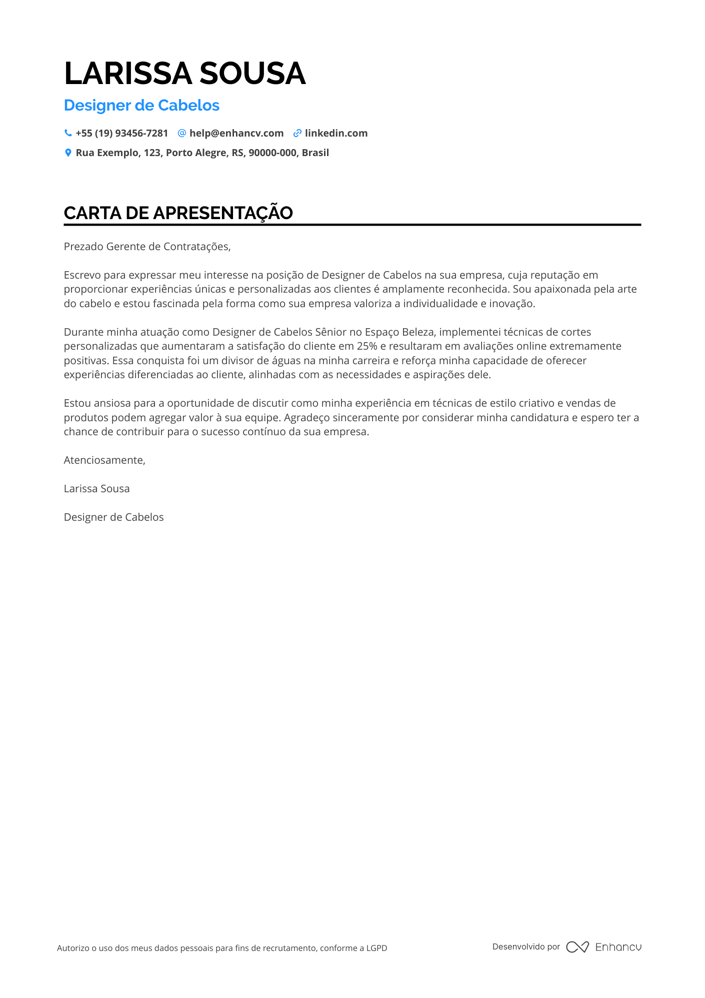 Cabeleireiro Meio período