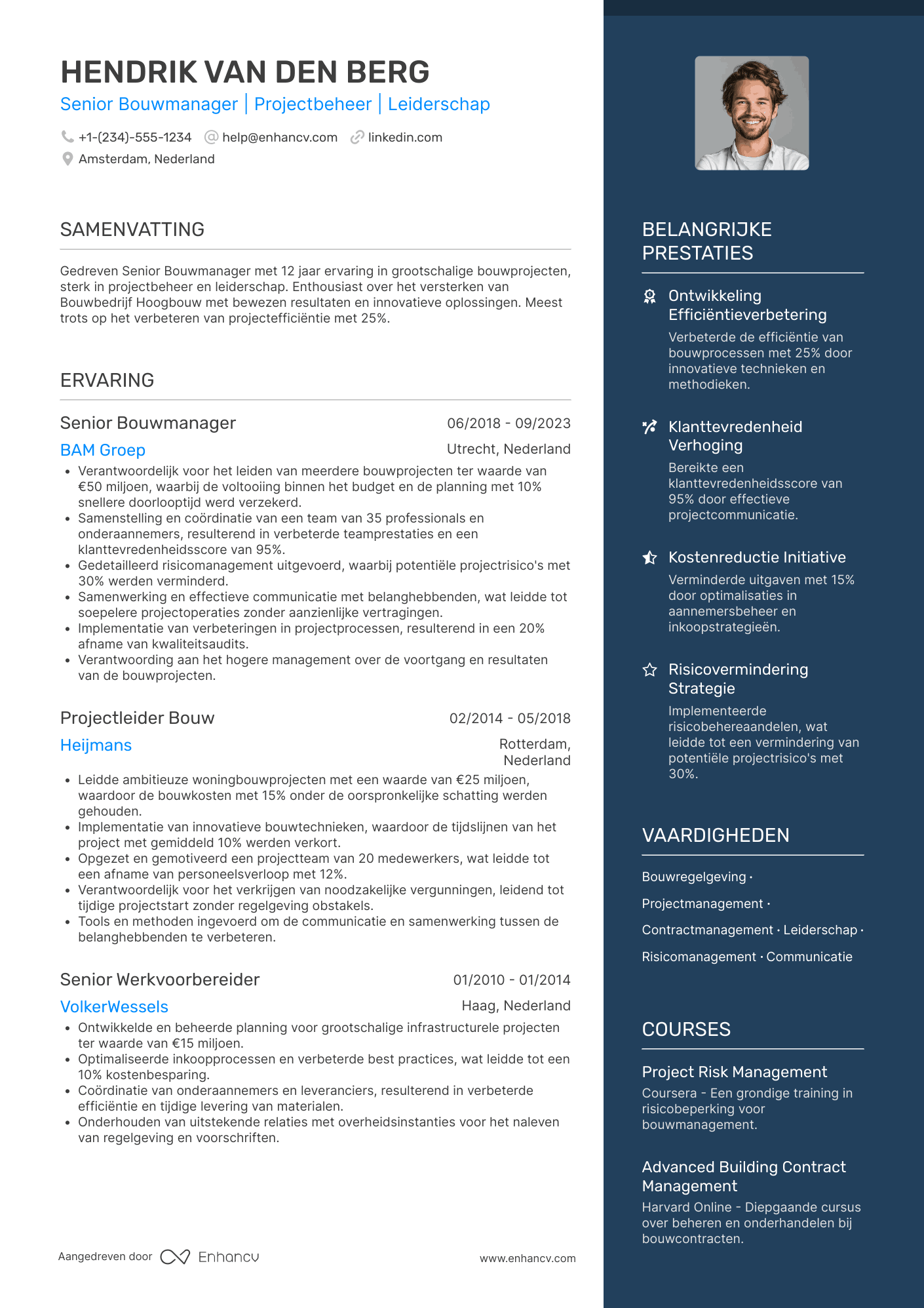 CV voor Senior Bouwmanager