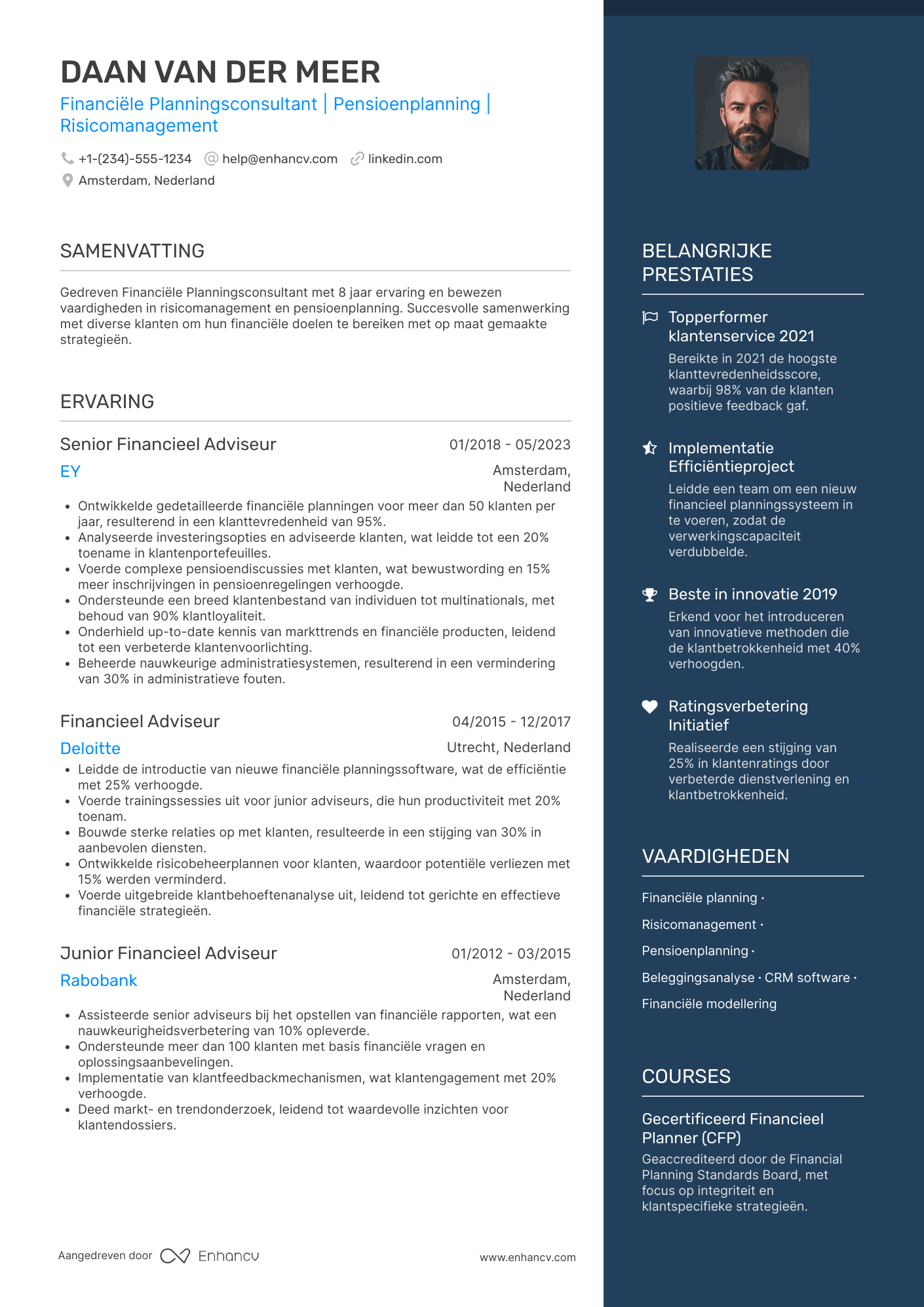CV voor Financial Planning Consultant