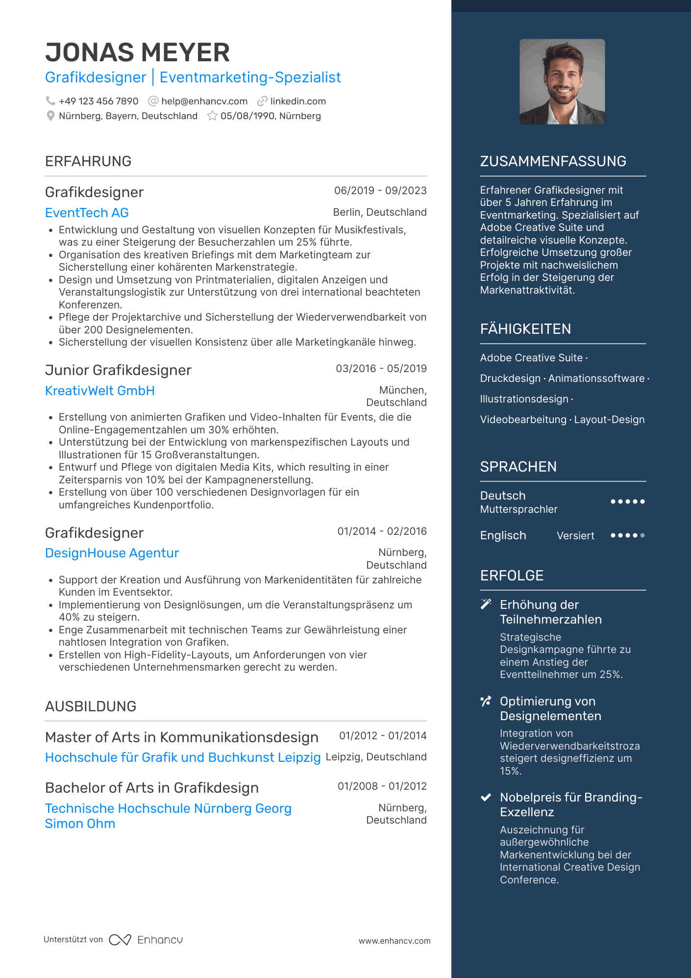 Lebenslauf in Grafikdesigner im Eventmarketing