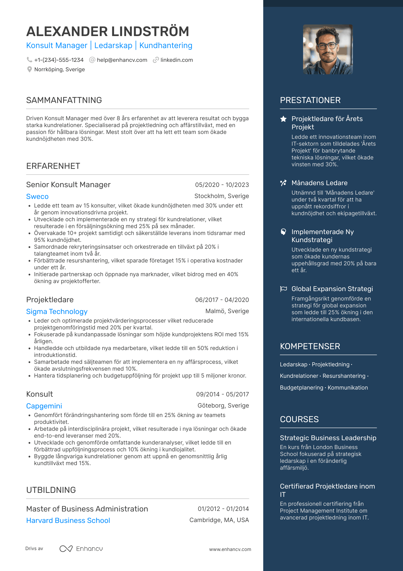 CV för Konsult Manager