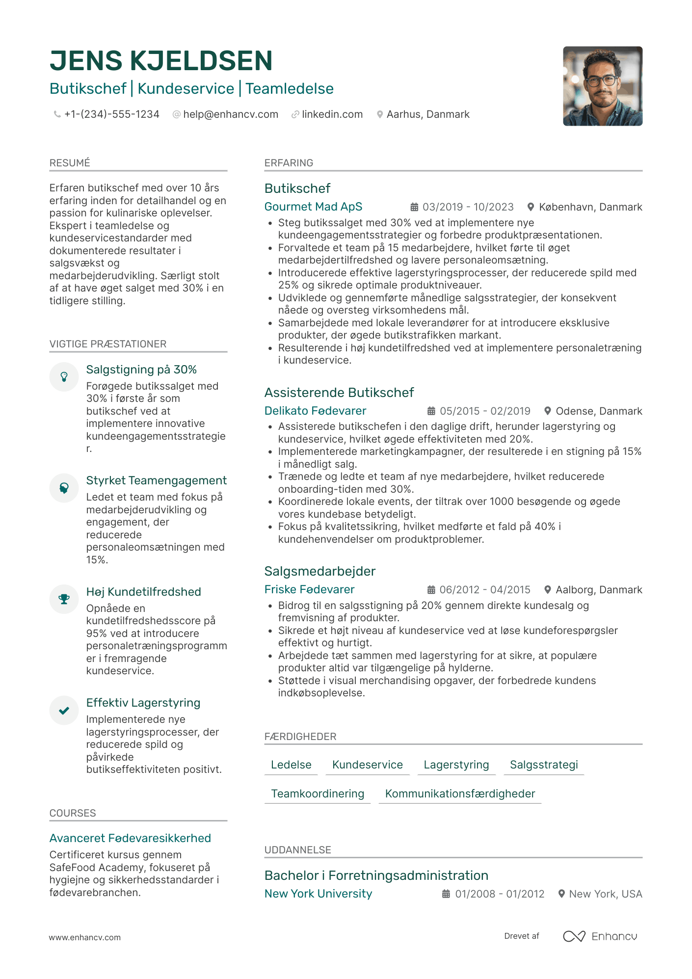 CV til Butikschef – delikatesse