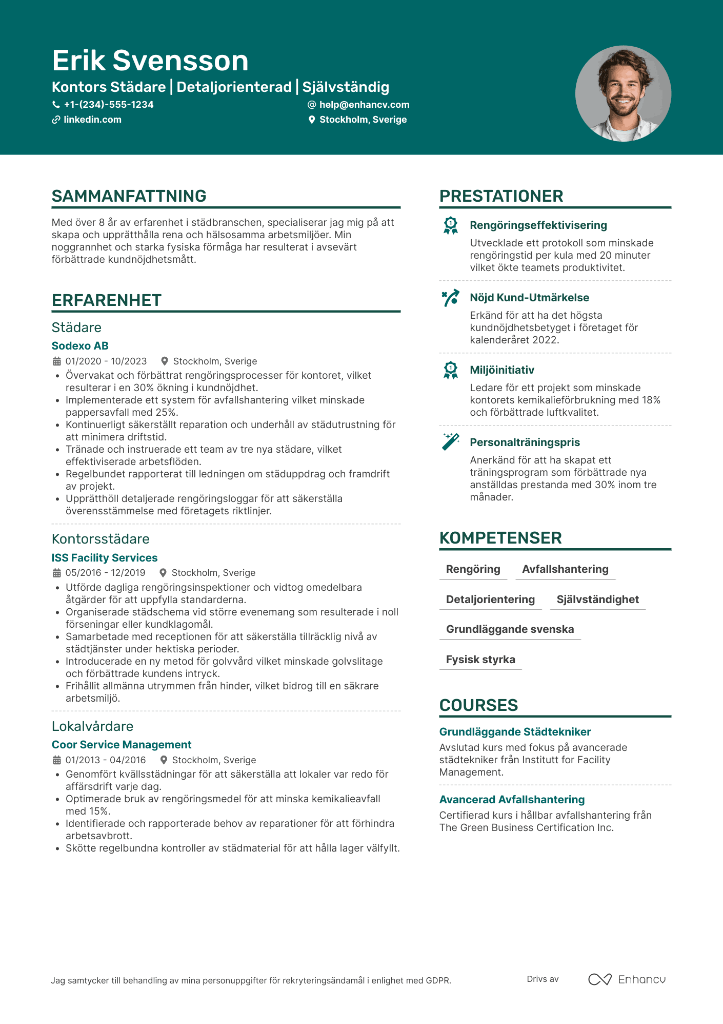 CV för Kontors Städare