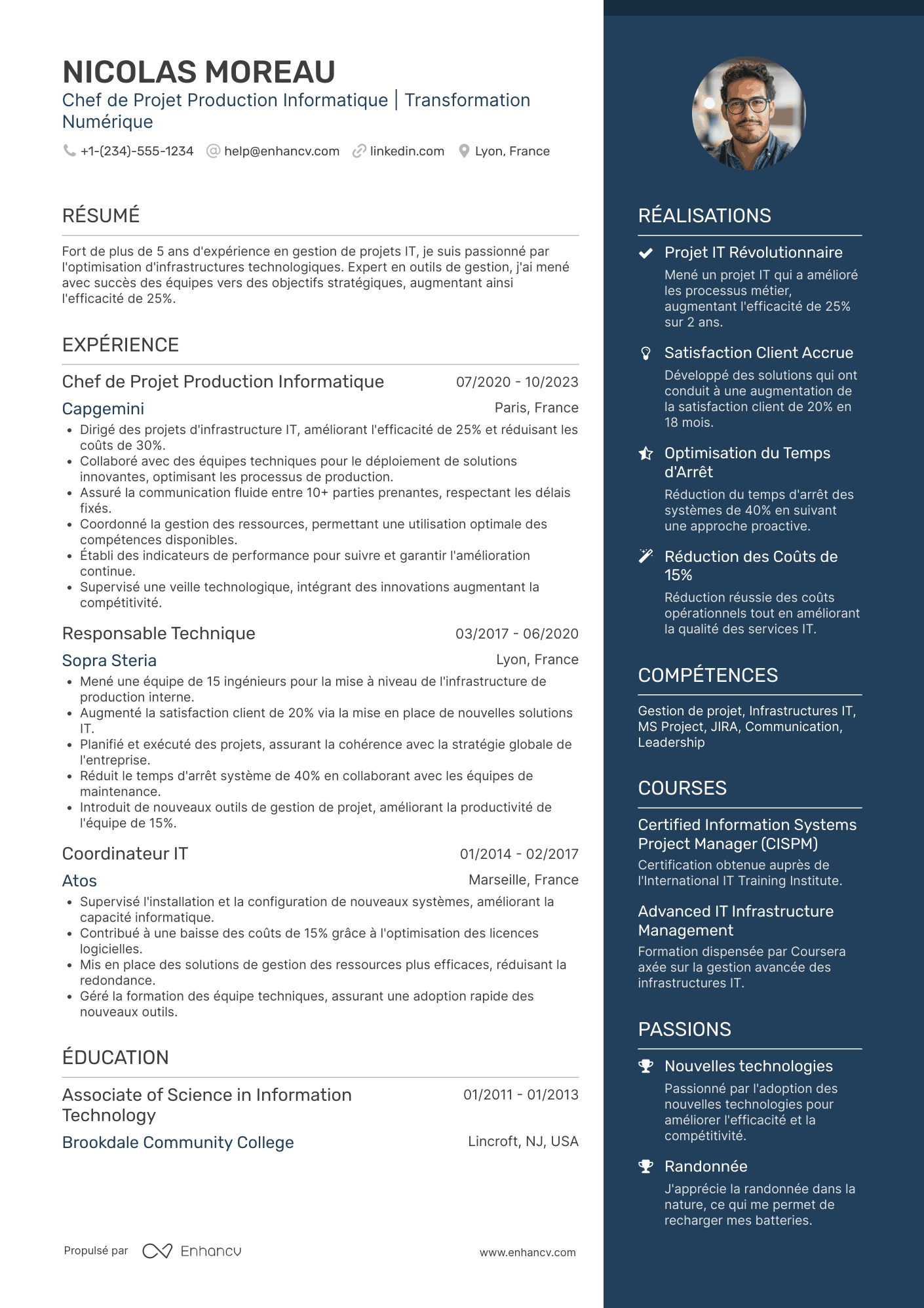 CV de chef·fe de projet production informatique